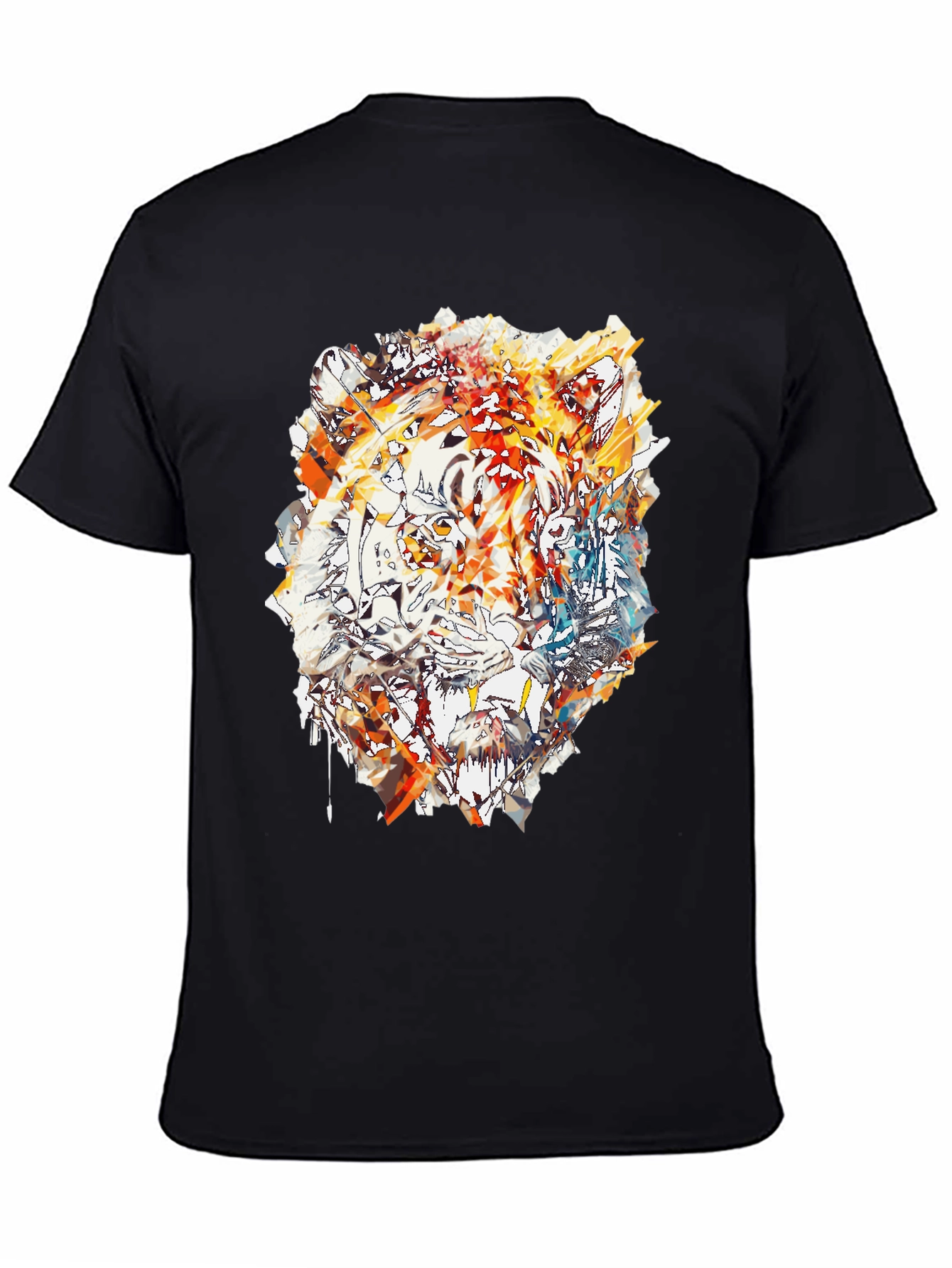 Abstract Tiger Print Mens Black T-Shirt