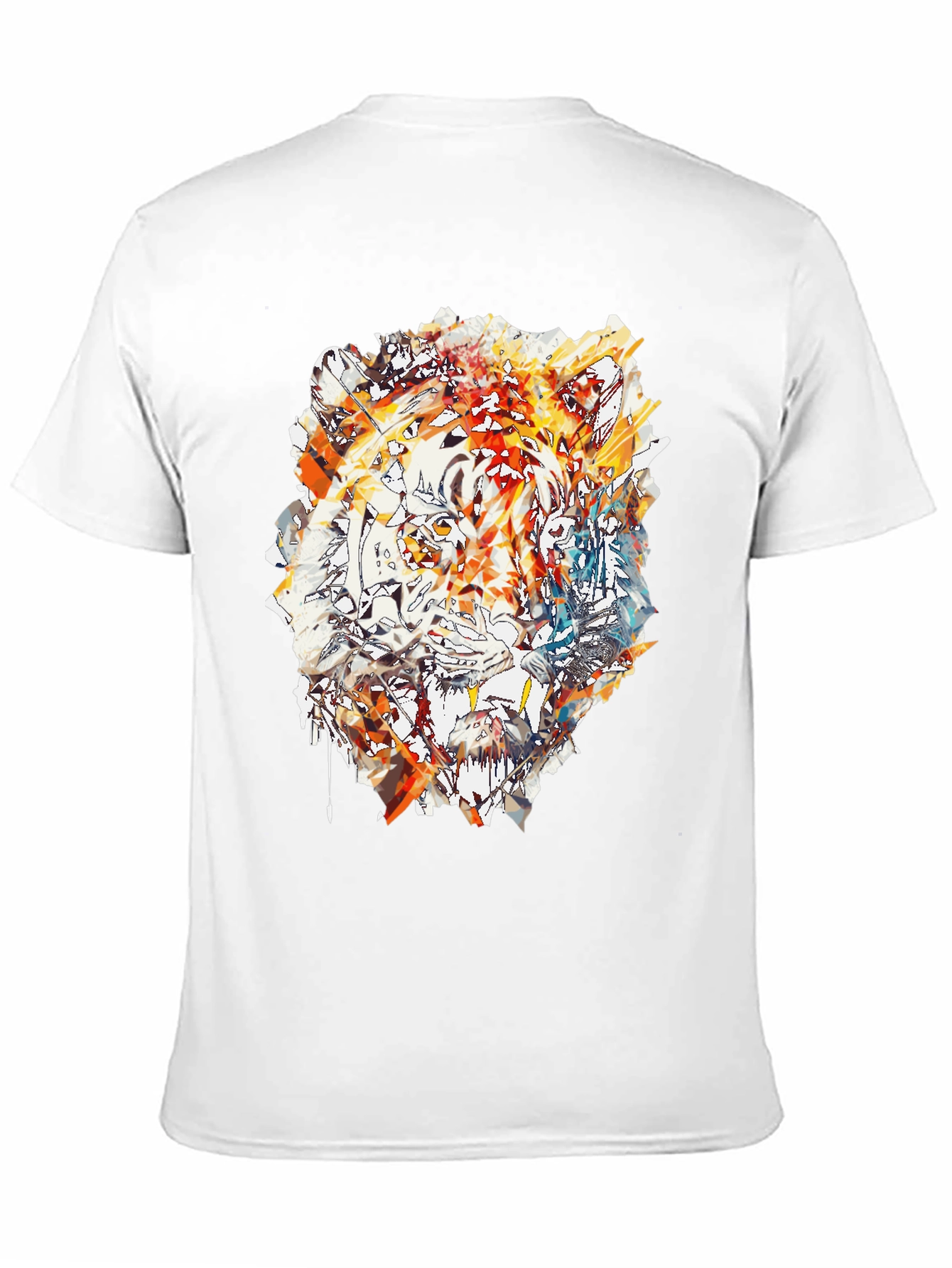 Abstract Tiger Print Mens Black T-Shirt