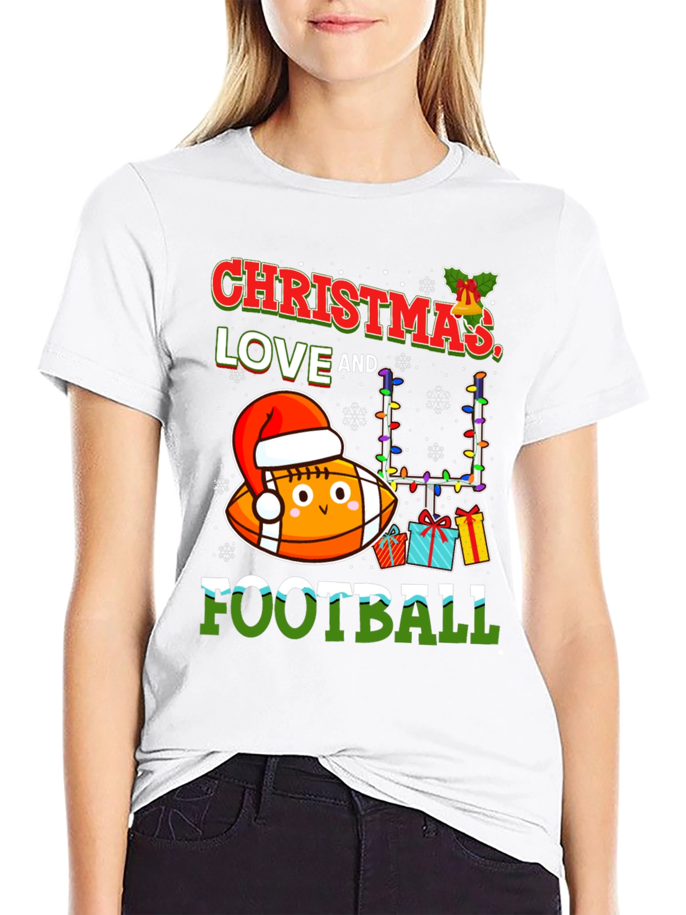 Christmas Love & Football Graphic Tee
