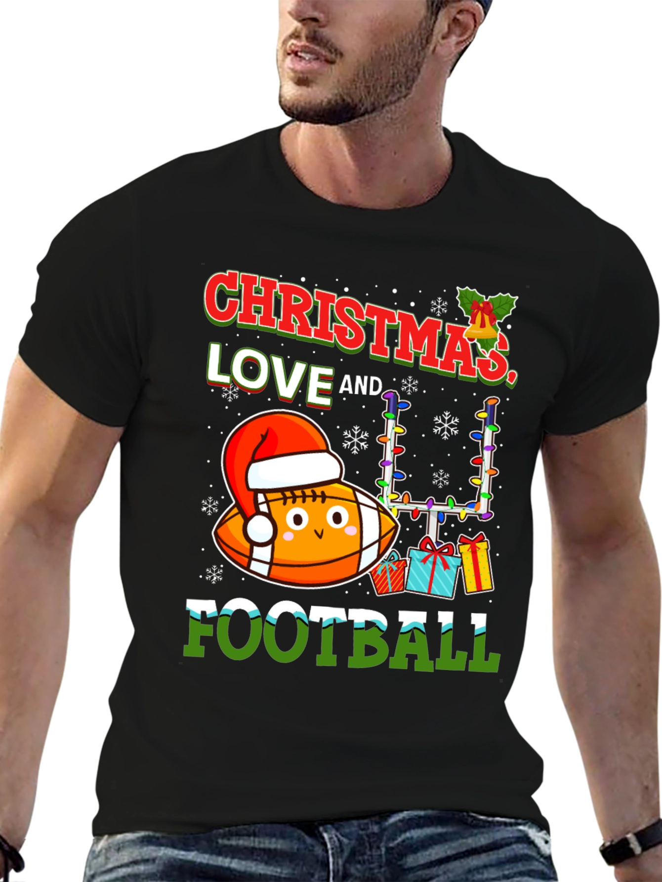 Christmas Love & Football Graphic Tee