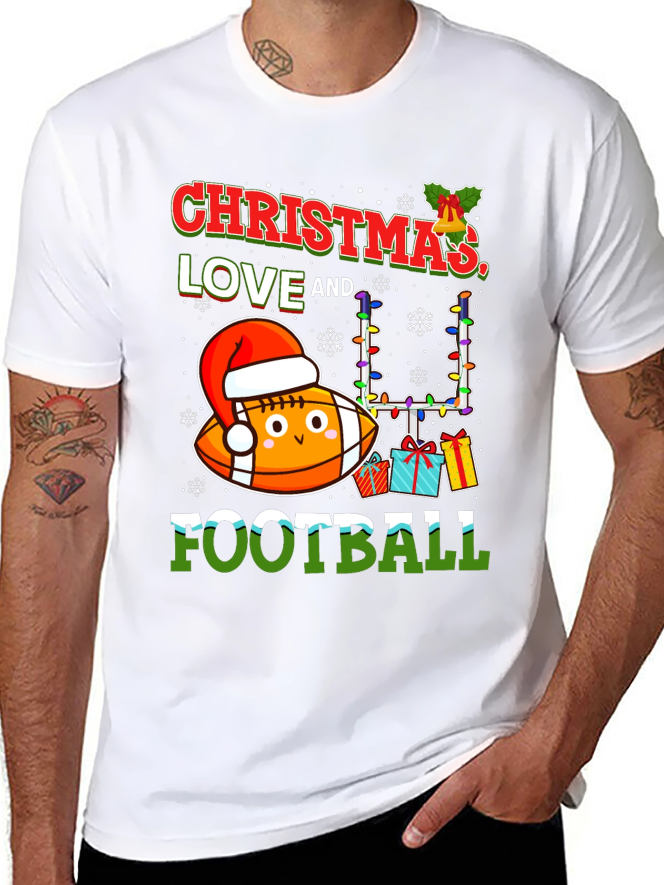 Christmas Love & Football Graphic Tee