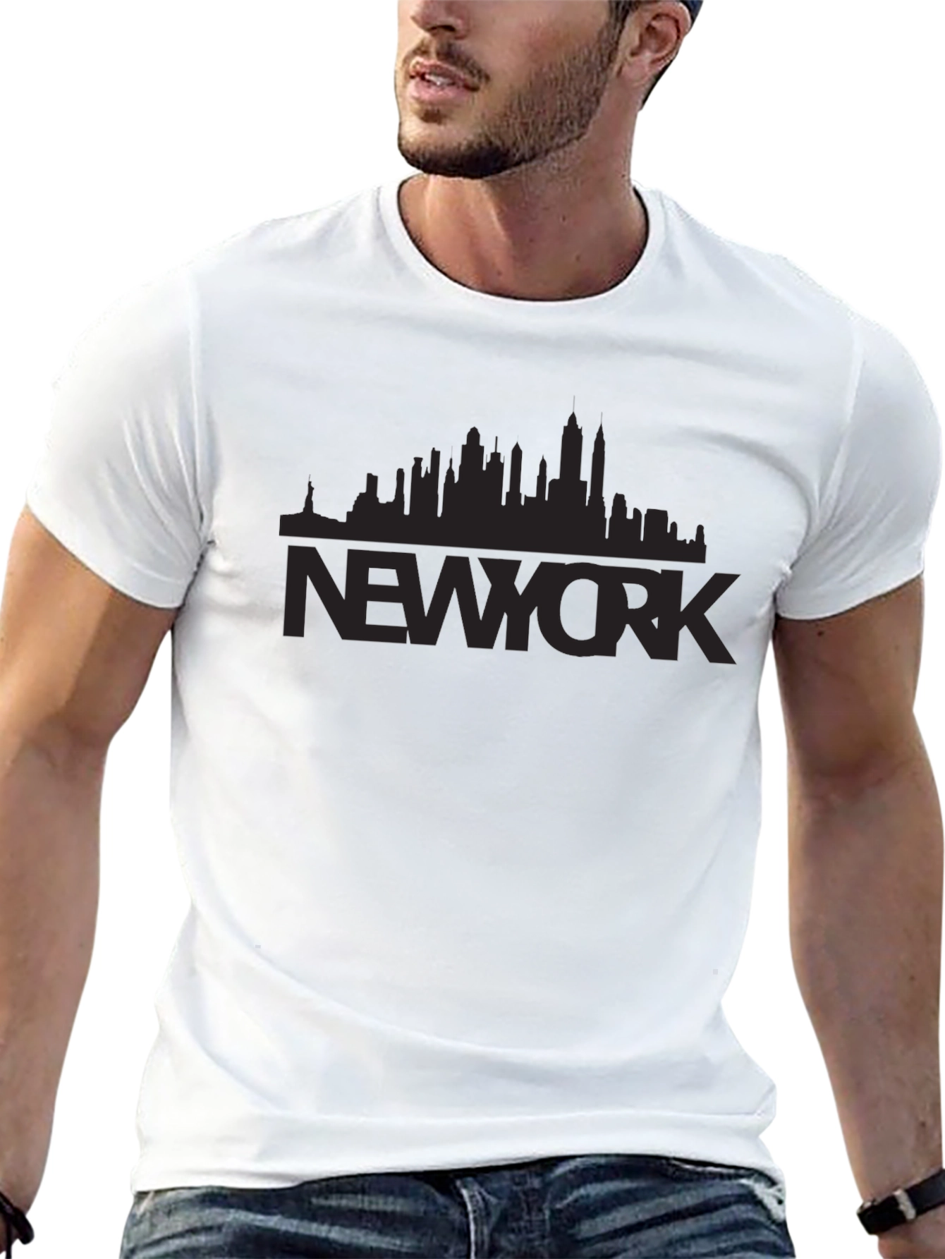 New York Skyline Graphic T-Shirt - Black