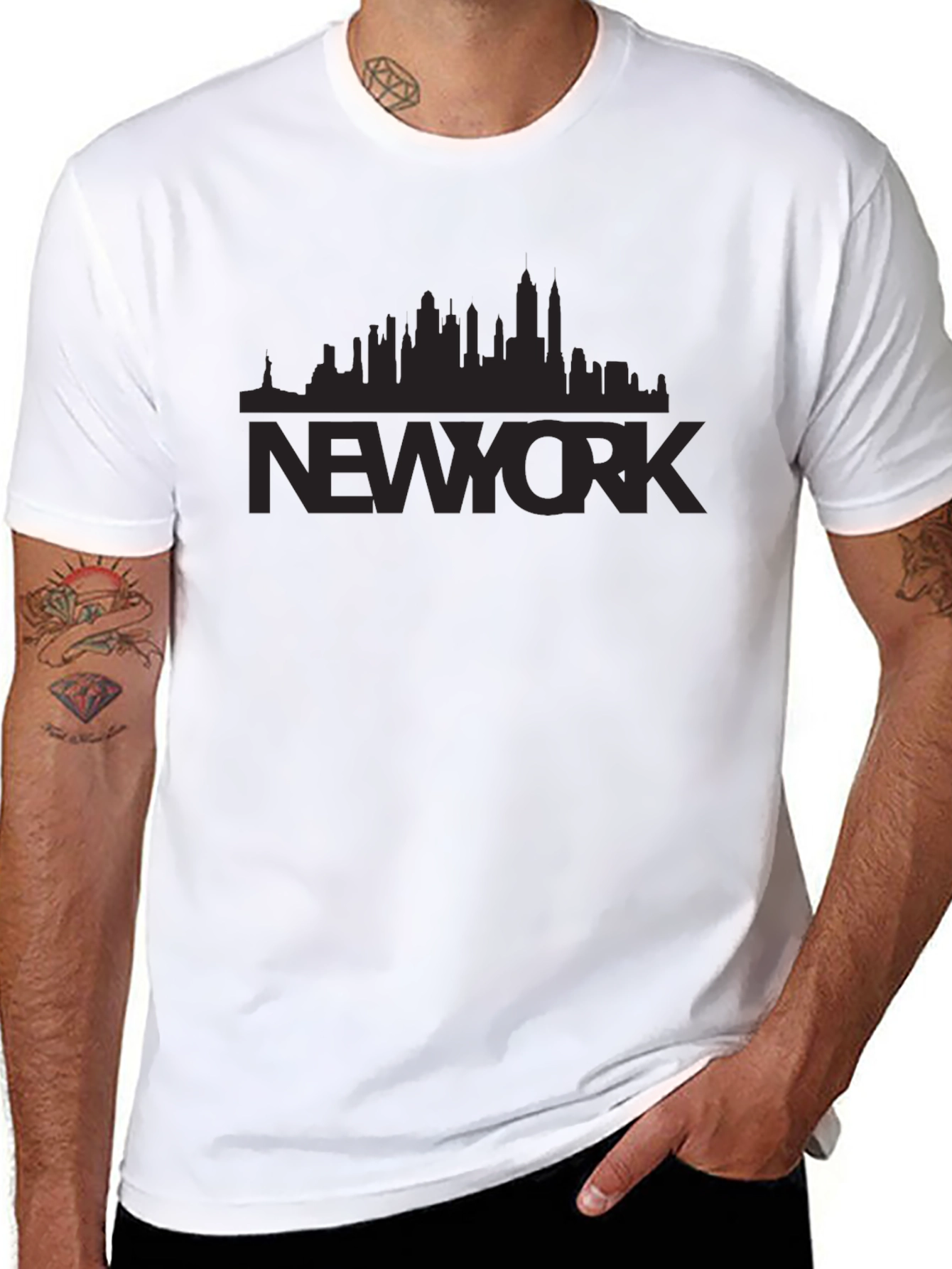 New York Skyline Graphic T-Shirt - Black