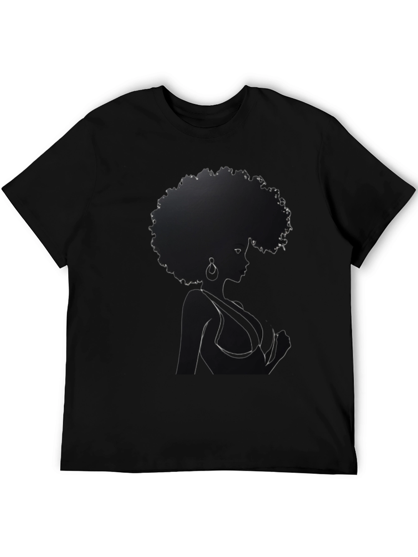 Afro Woman Graphic Tee - Stylish Black T-Shirt