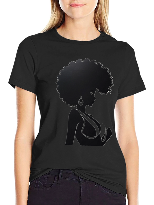 Afro Woman Graphic Tee - Stylish Black T-Shirt