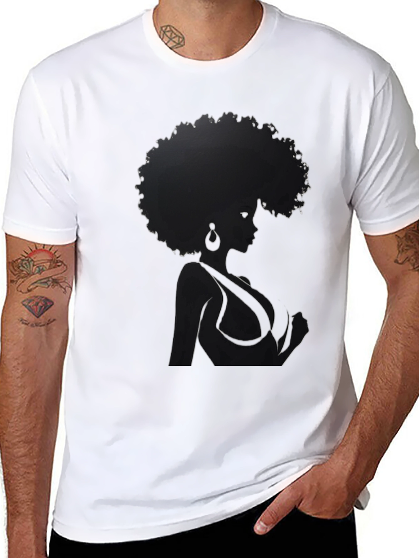 Afro Woman Graphic Tee - Stylish Black T-Shirt