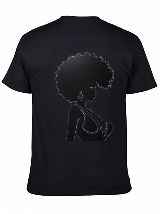 Afro Woman Graphic Tee - Stylish Black T-Shirt