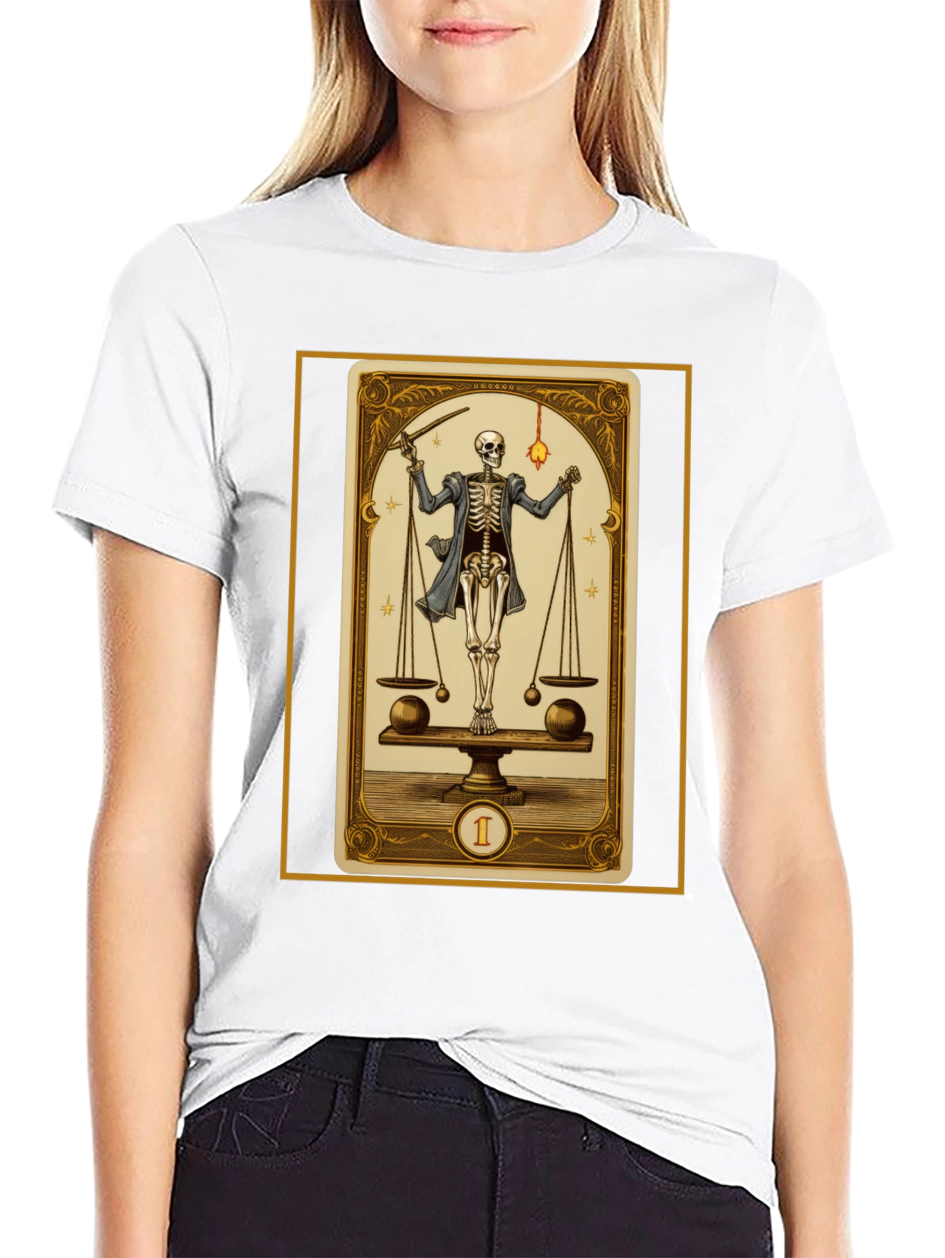 Skeleton Tarot Card Graphic T-Shirt