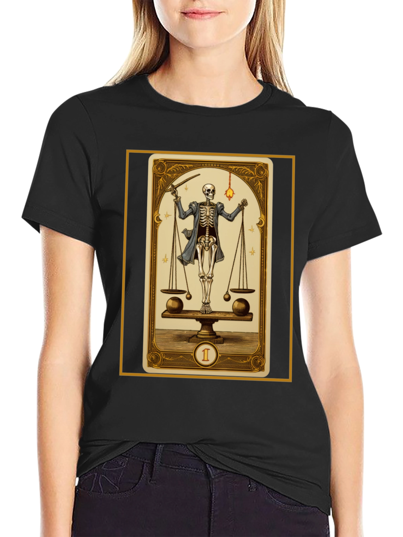Skeleton Tarot Card Graphic T-Shirt