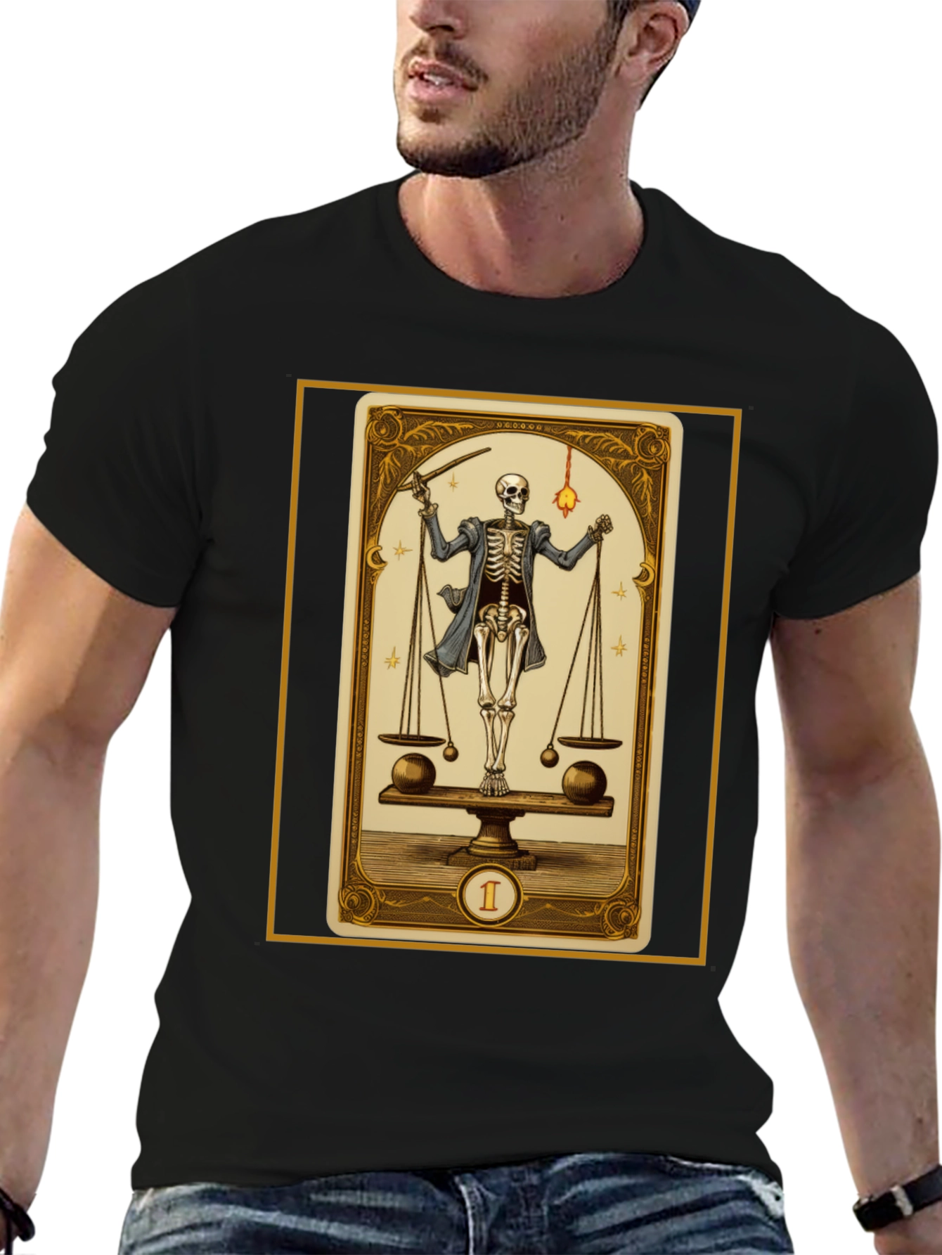 Skeleton Tarot Card Graphic T-Shirt