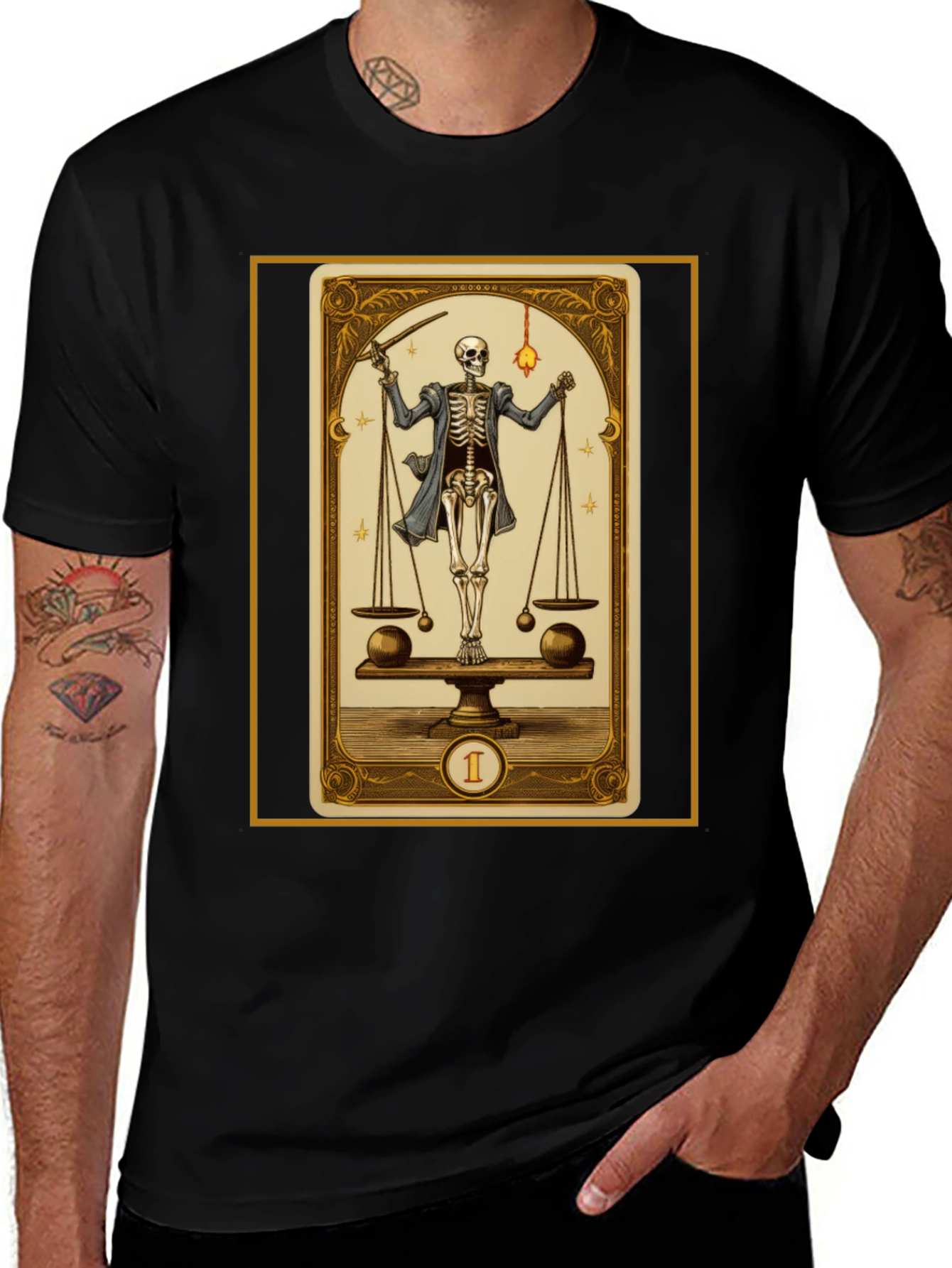 Skeleton Tarot Card Graphic T-Shirt