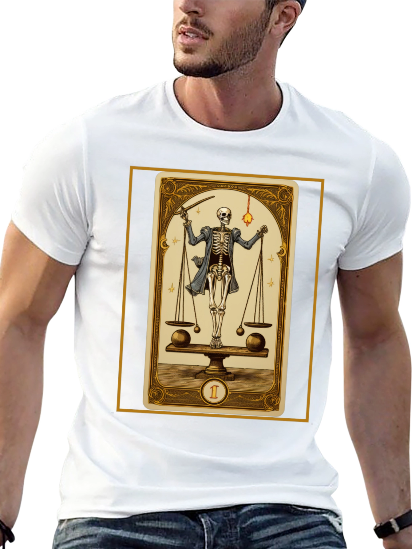 Skeleton Tarot Card Graphic T-Shirt
