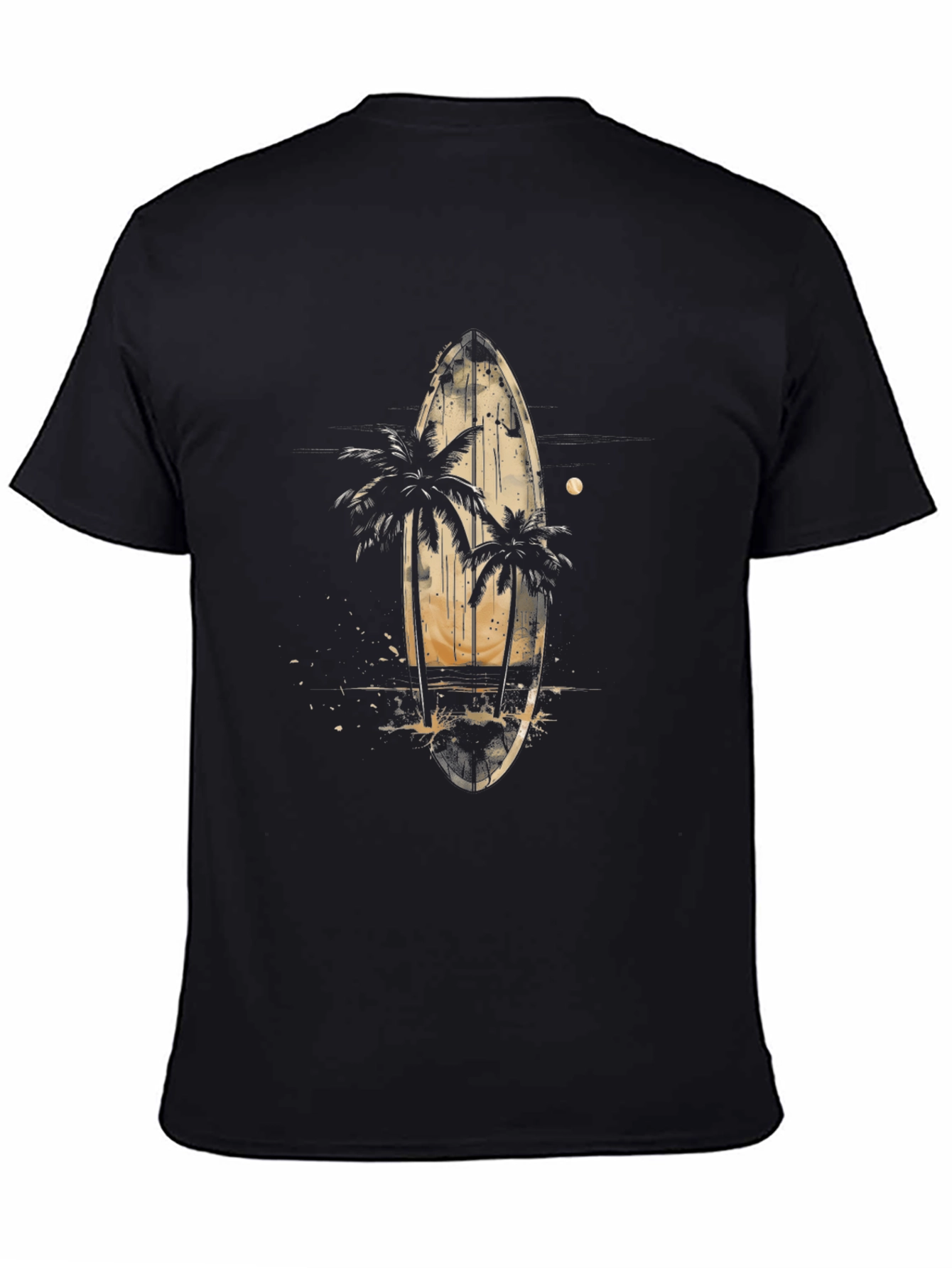 Surfboard & Palm Tree Graphic Tee - Tropical Vibes