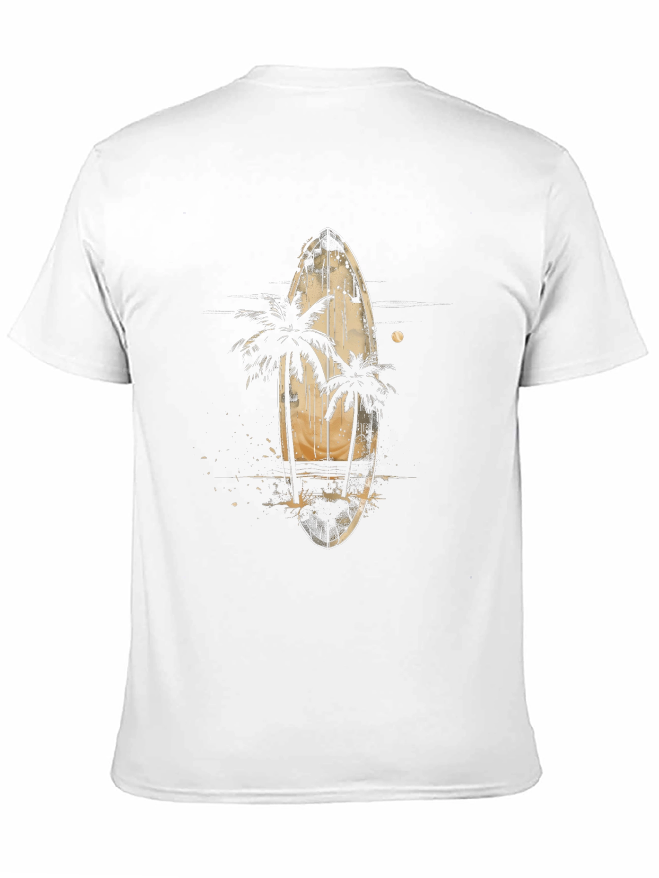 Surfboard & Palm Tree Graphic Tee - Tropical Vibes