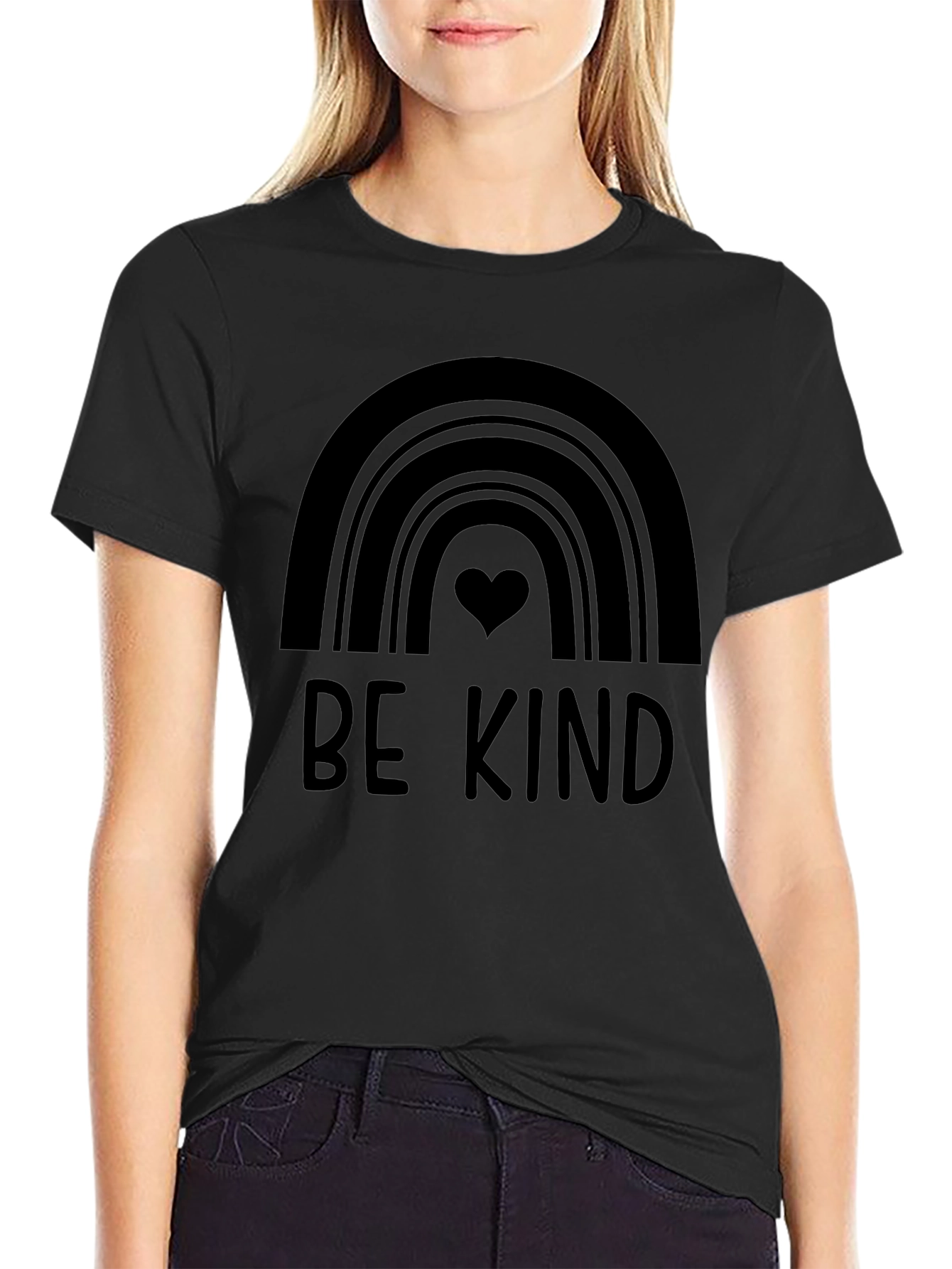 Be Kind Rainbow Graphic Tee - Black