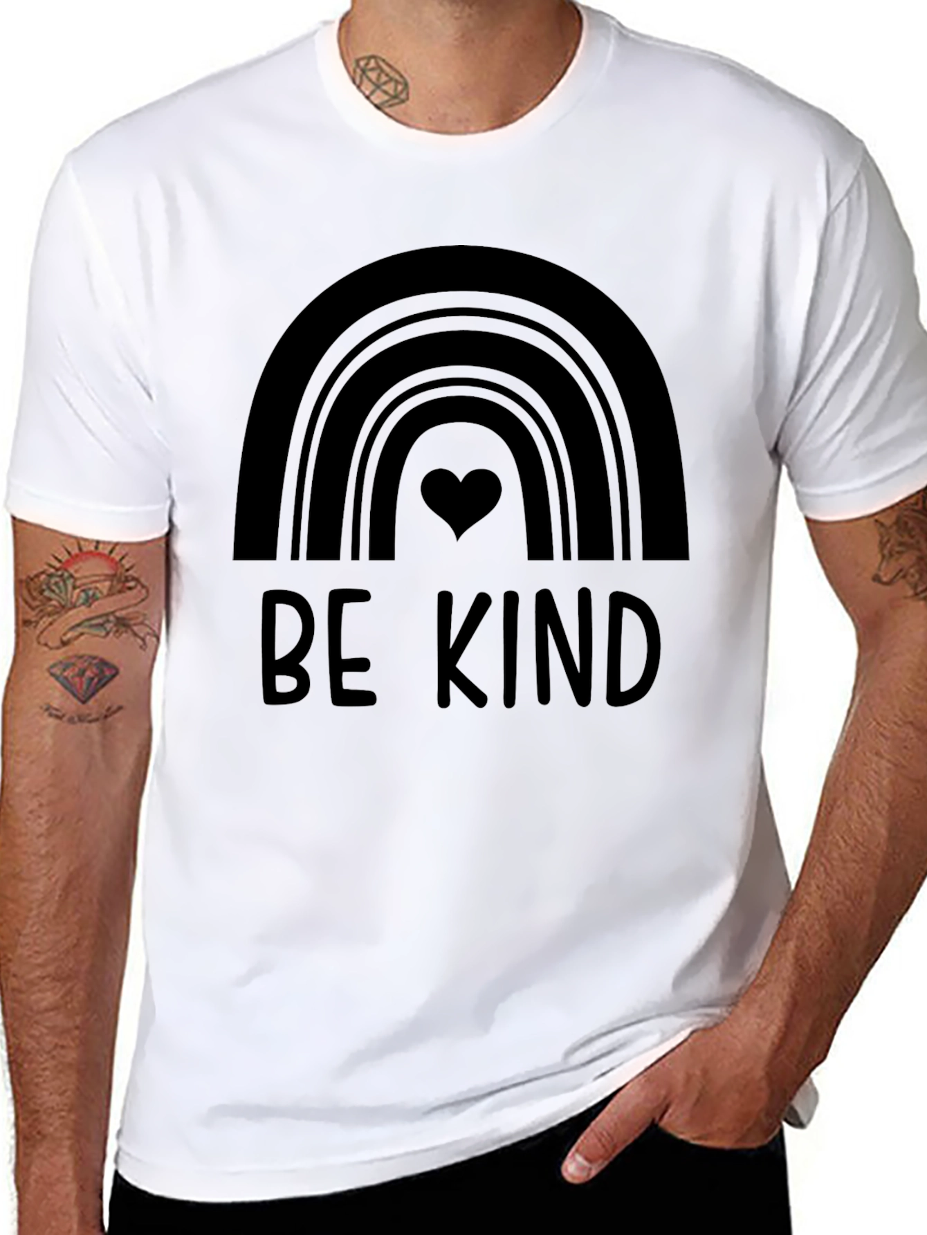 Be Kind Rainbow Graphic Tee - Black