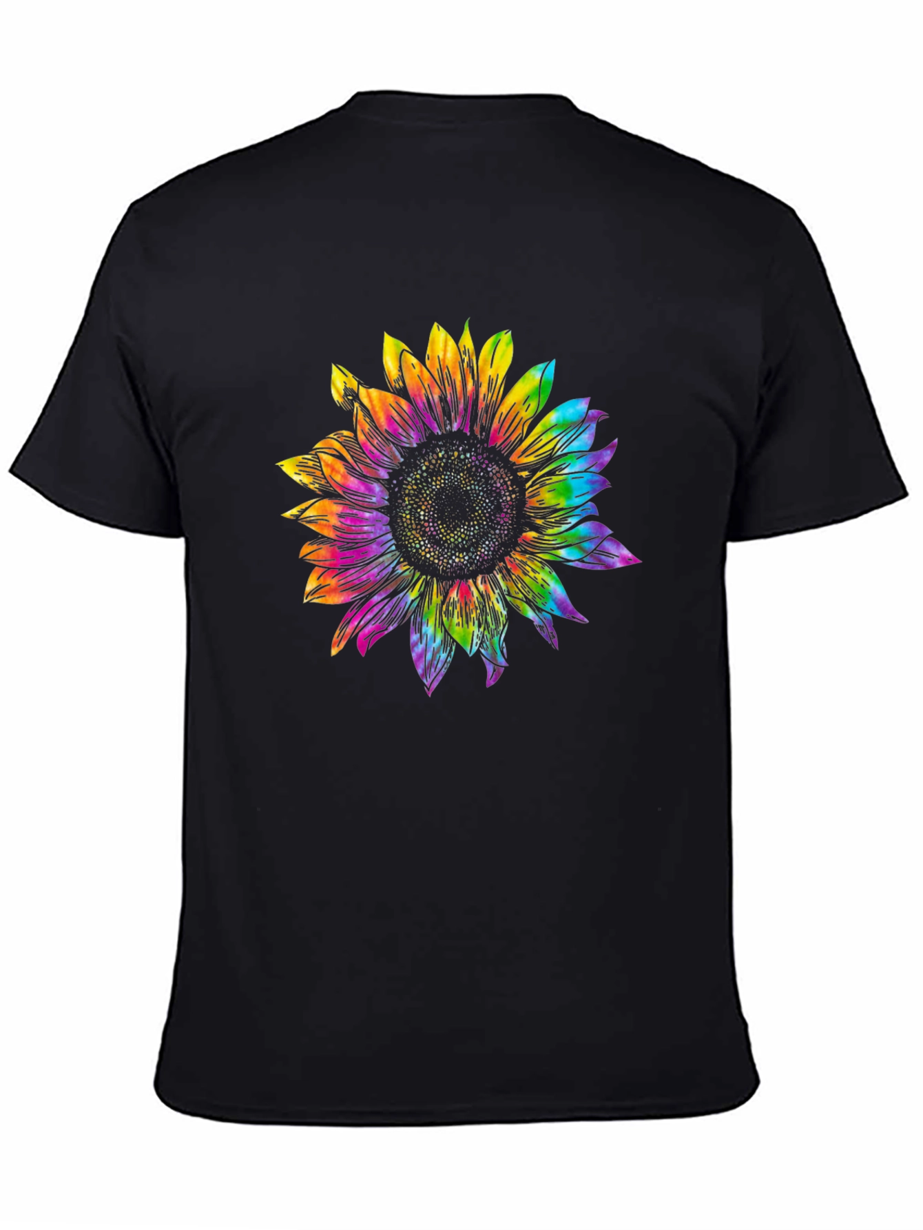 Rainbow Sunflower Graphic Tee - Black Unisex T-Shirt