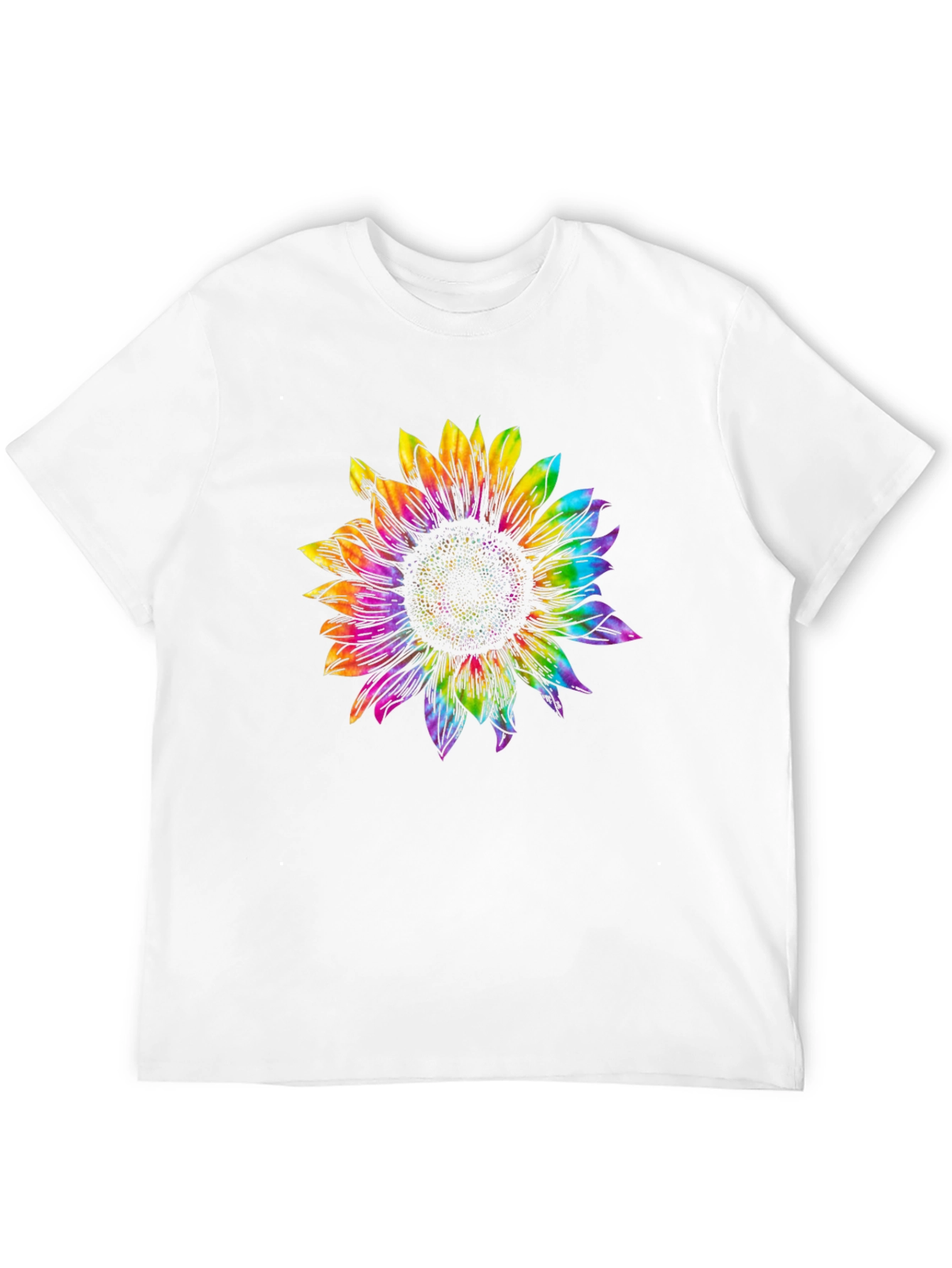 Rainbow Sunflower Graphic Tee - Black Unisex T-Shirt