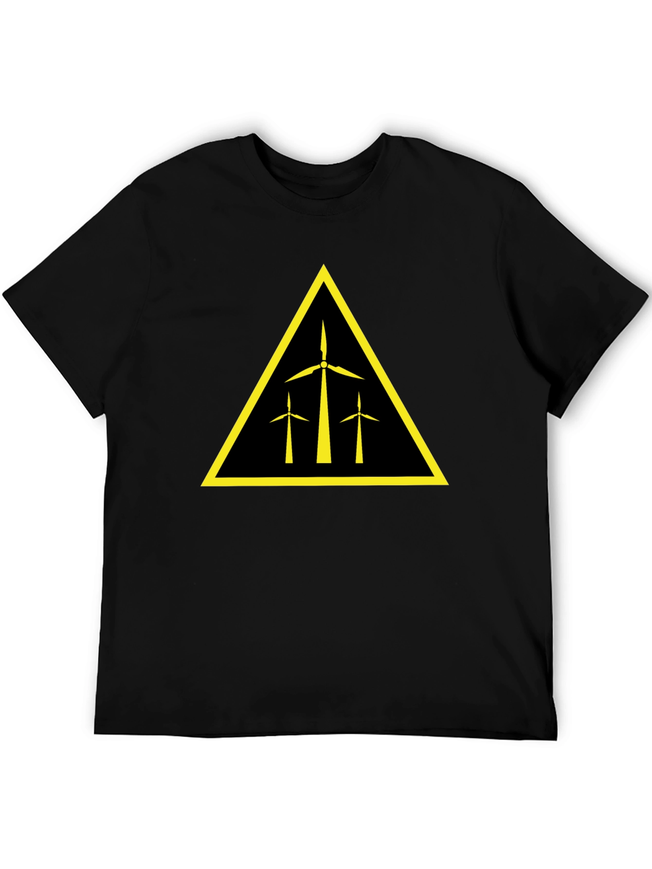 Wind Turbine Warning Sign Black T-Shirt