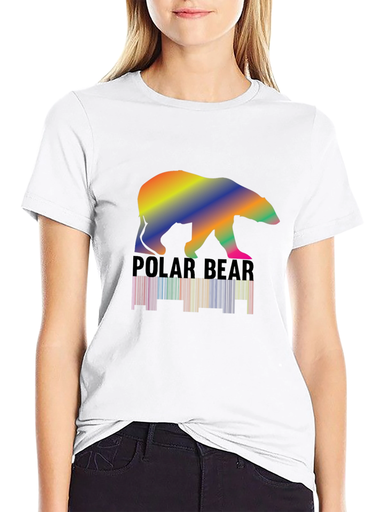 Rainbow Polar Bear Graphic T-Shirt