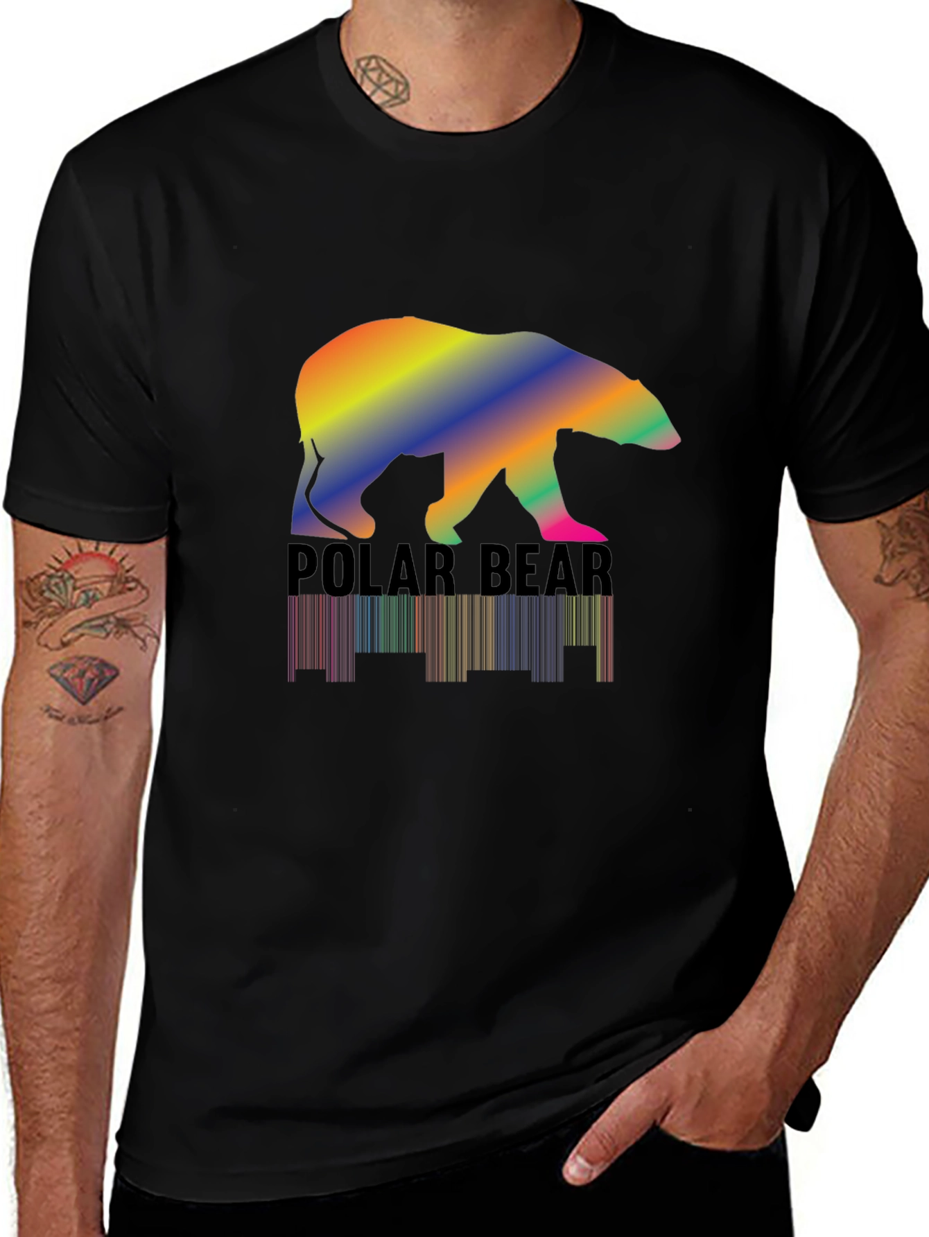 Rainbow Polar Bear Graphic T-Shirt