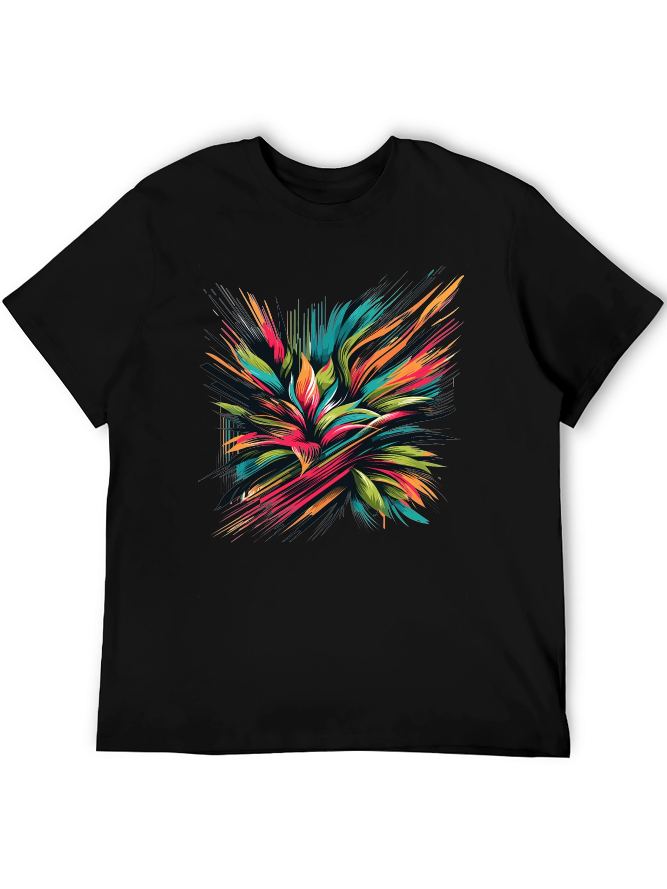Abstract Floral Graphic Black T-Shirt