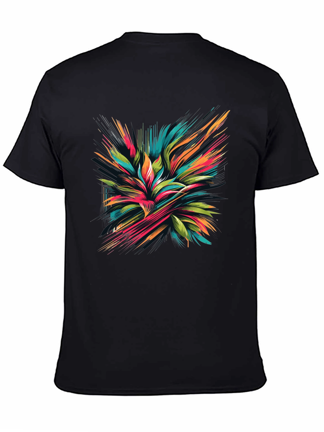Abstract Floral Graphic Black T-Shirt
