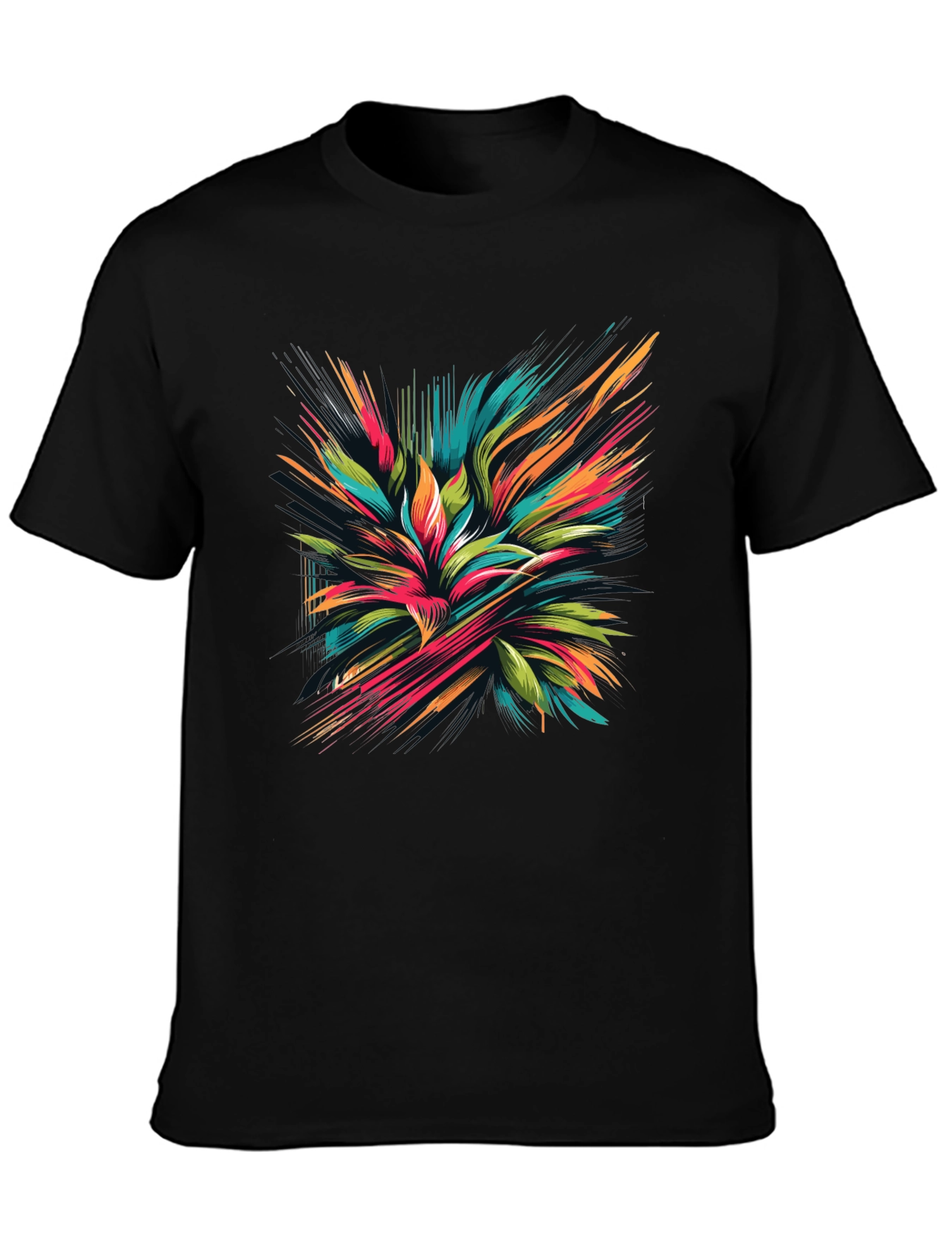 Abstract Floral Graphic Black T-Shirt