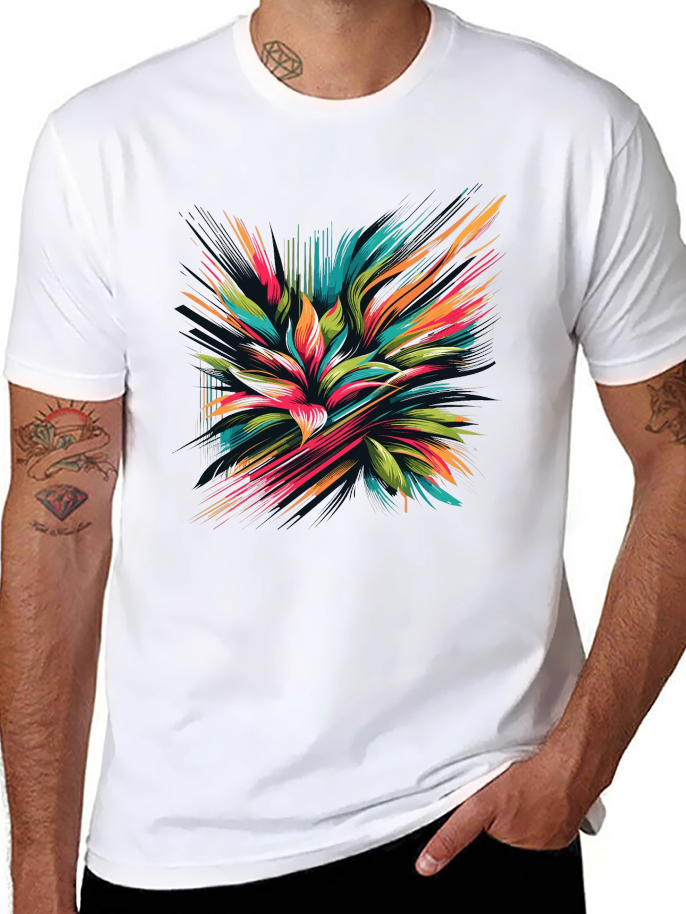 Abstract Floral Graphic Black T-Shirt
