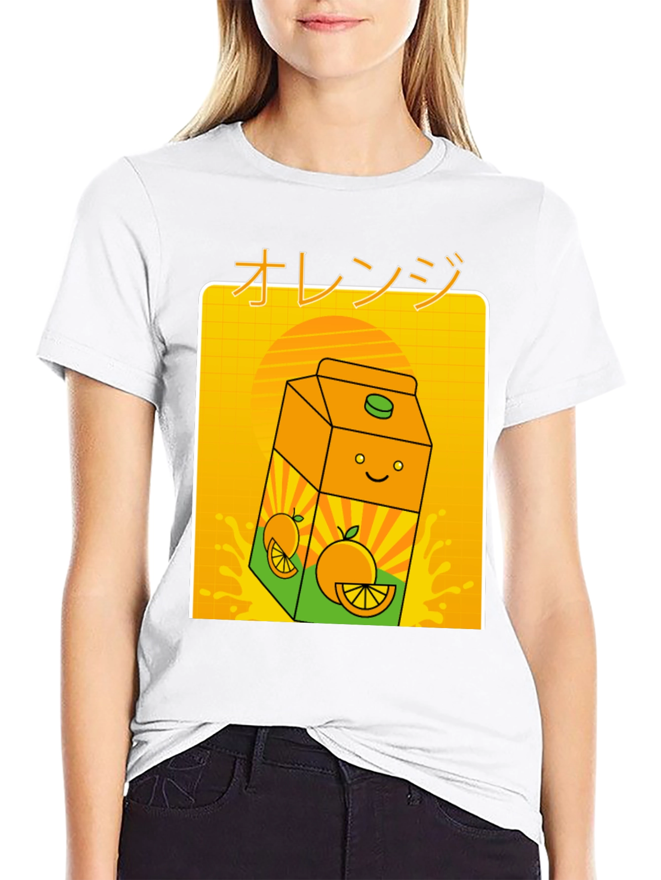 Orange Juice Cartoon T-Shirt - Kawaii Aesthetic Tee