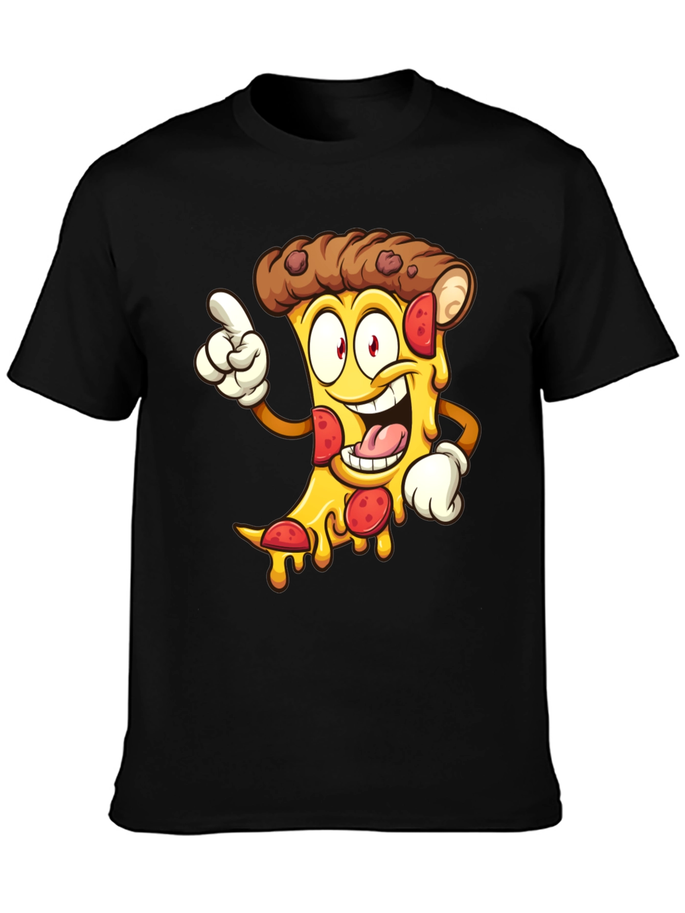 Pizza Cartoon Graphic Tee - Black