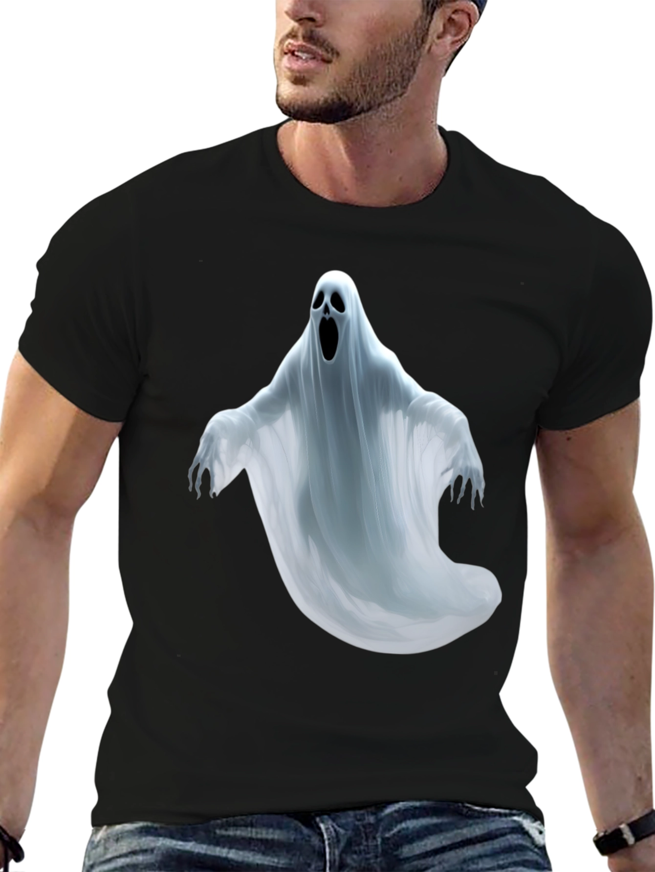 Spooky Ghost Graphic Tee - Halloween T-Shirt