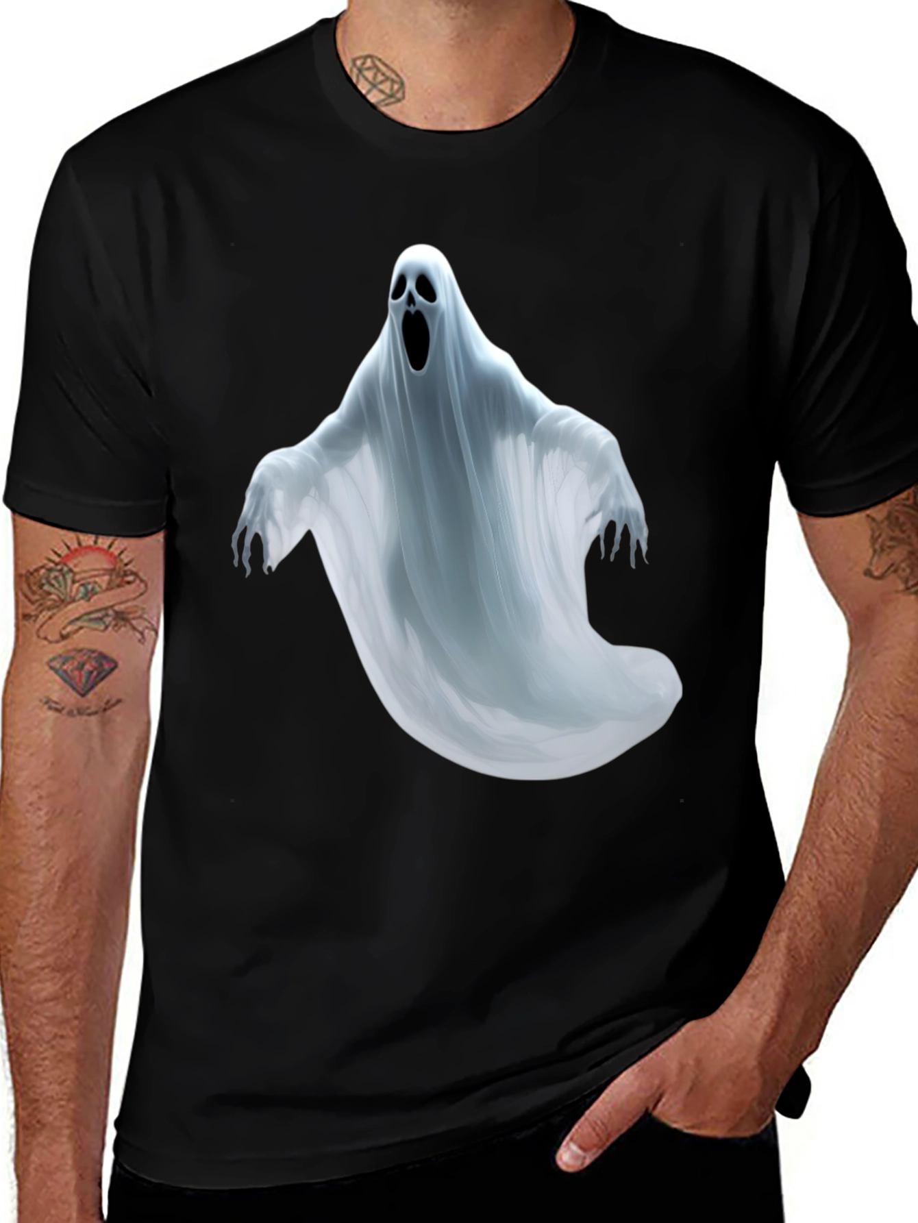 Spooky Ghost Graphic Tee - Halloween T-Shirt