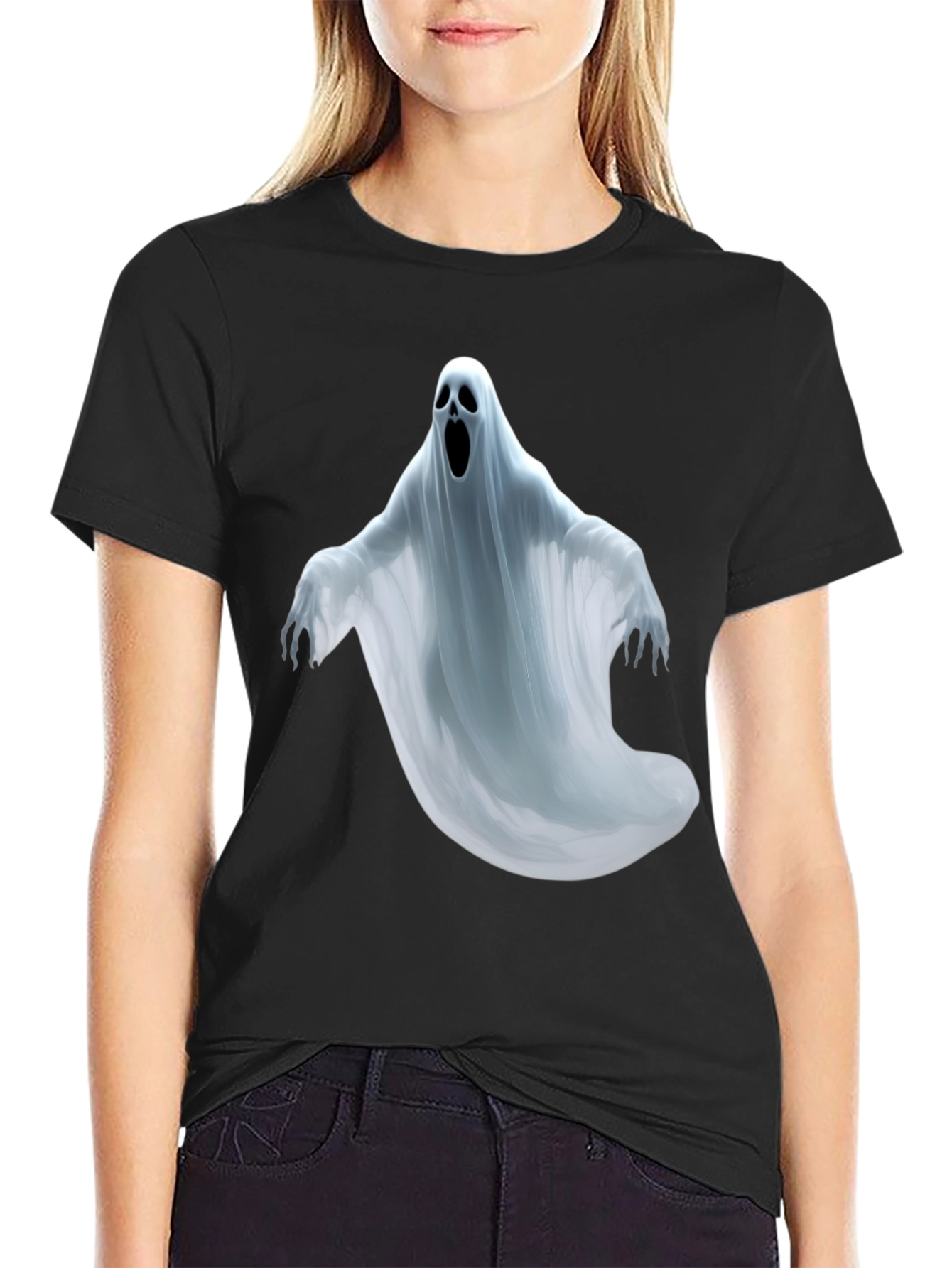Spooky Ghost Graphic Tee - Halloween T-Shirt
