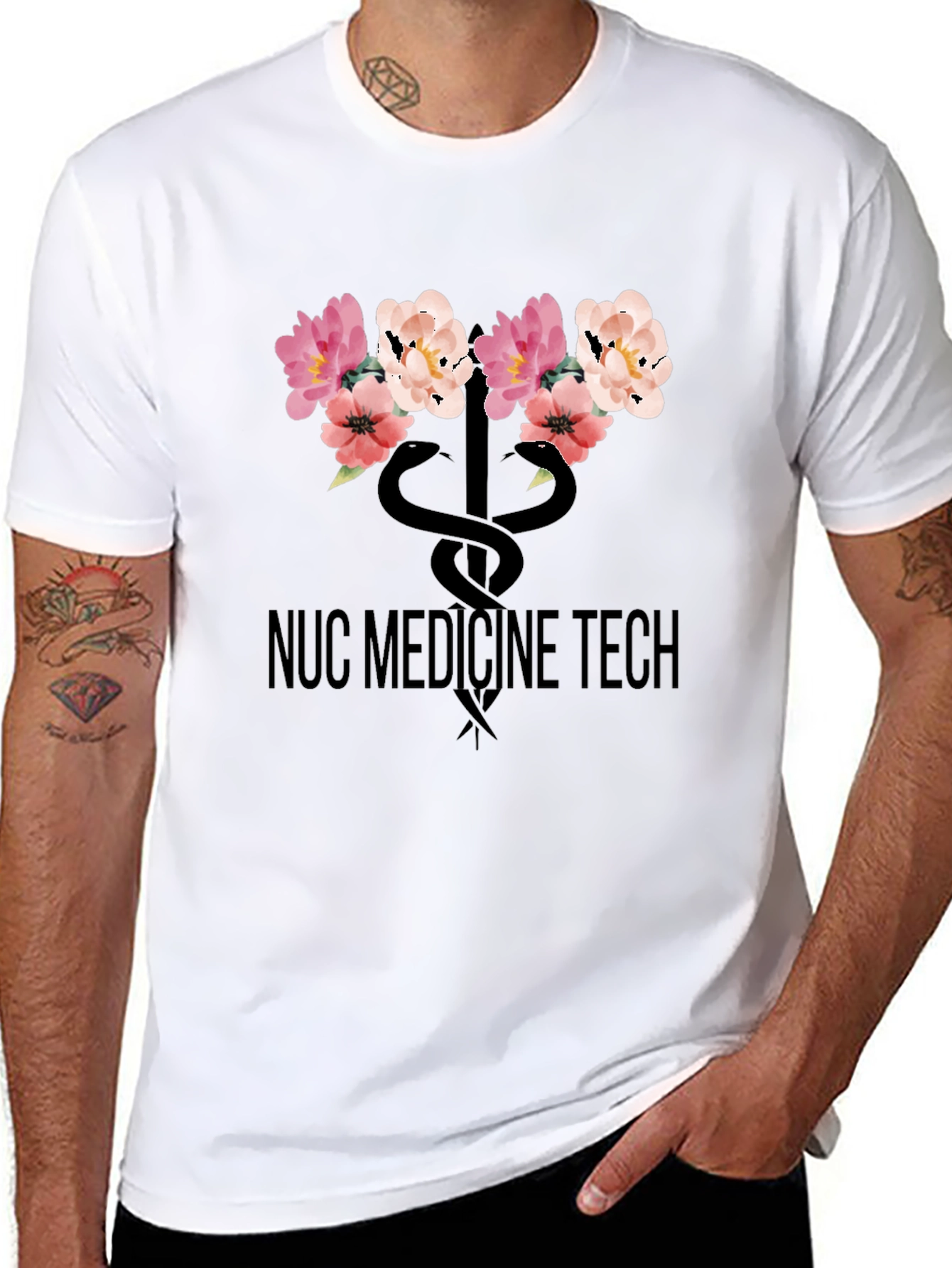 Nuc Medicine Tech Floral Caduceus T-Shirt