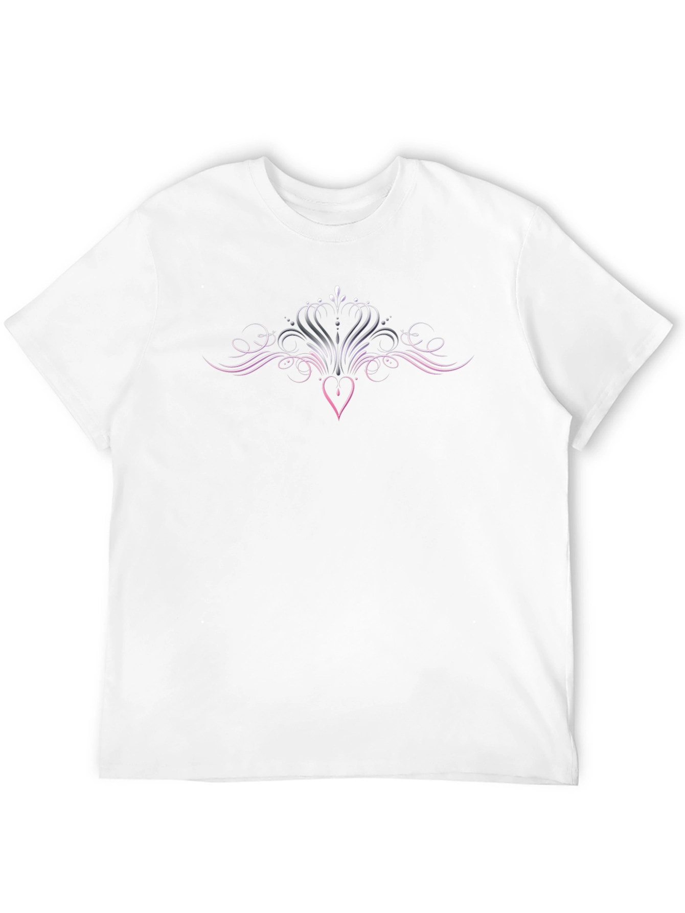Elegant Heart Swirl Graphic Black T-Shirt