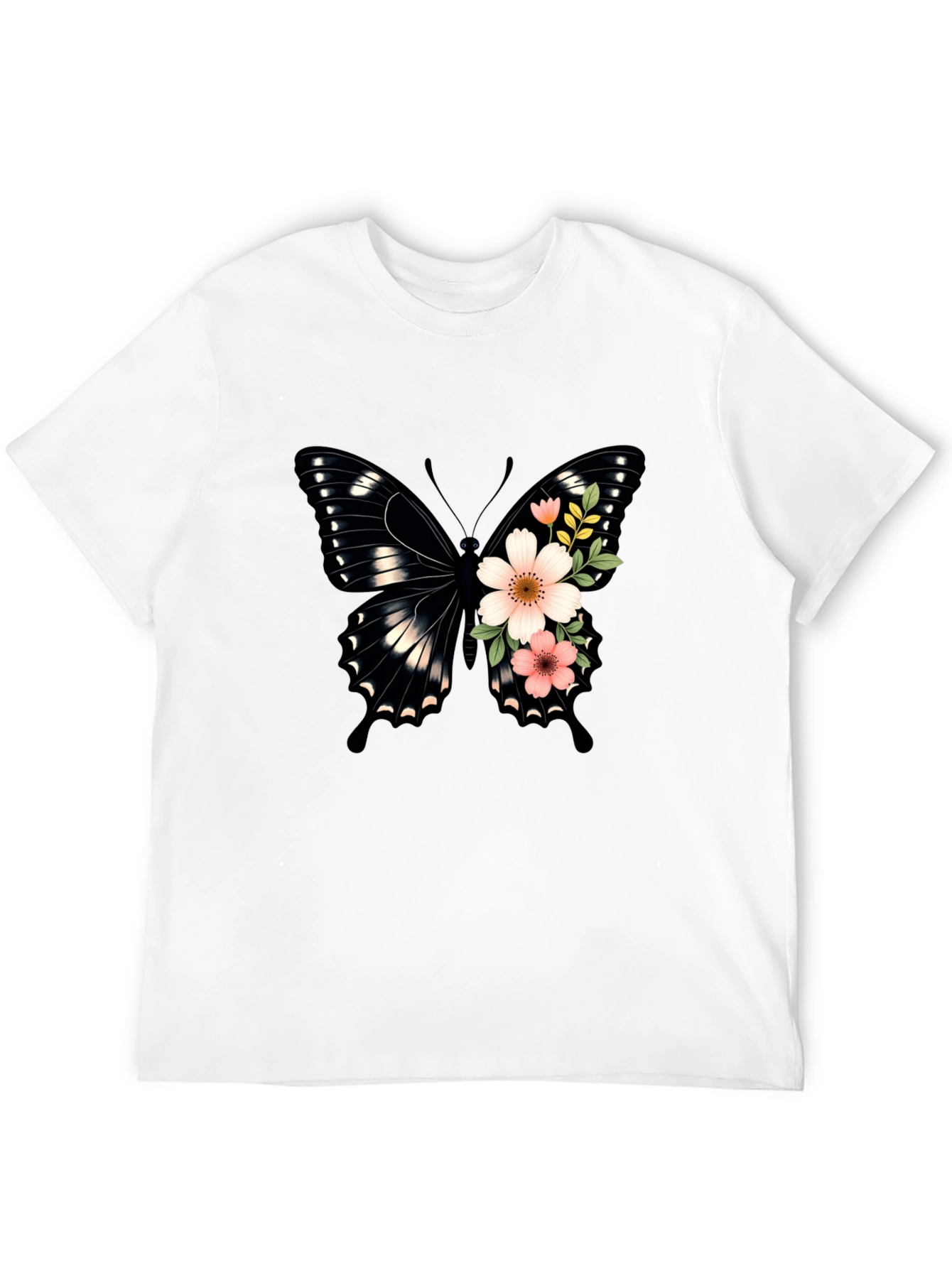 Butterfly Floral Graphic Tee - Black