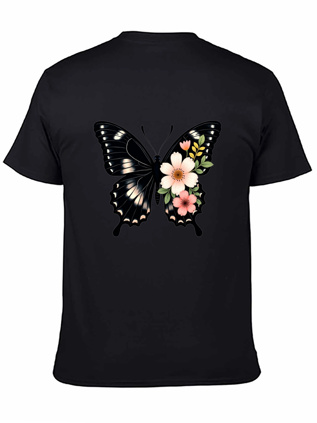 Butterfly Floral Graphic Tee - Black