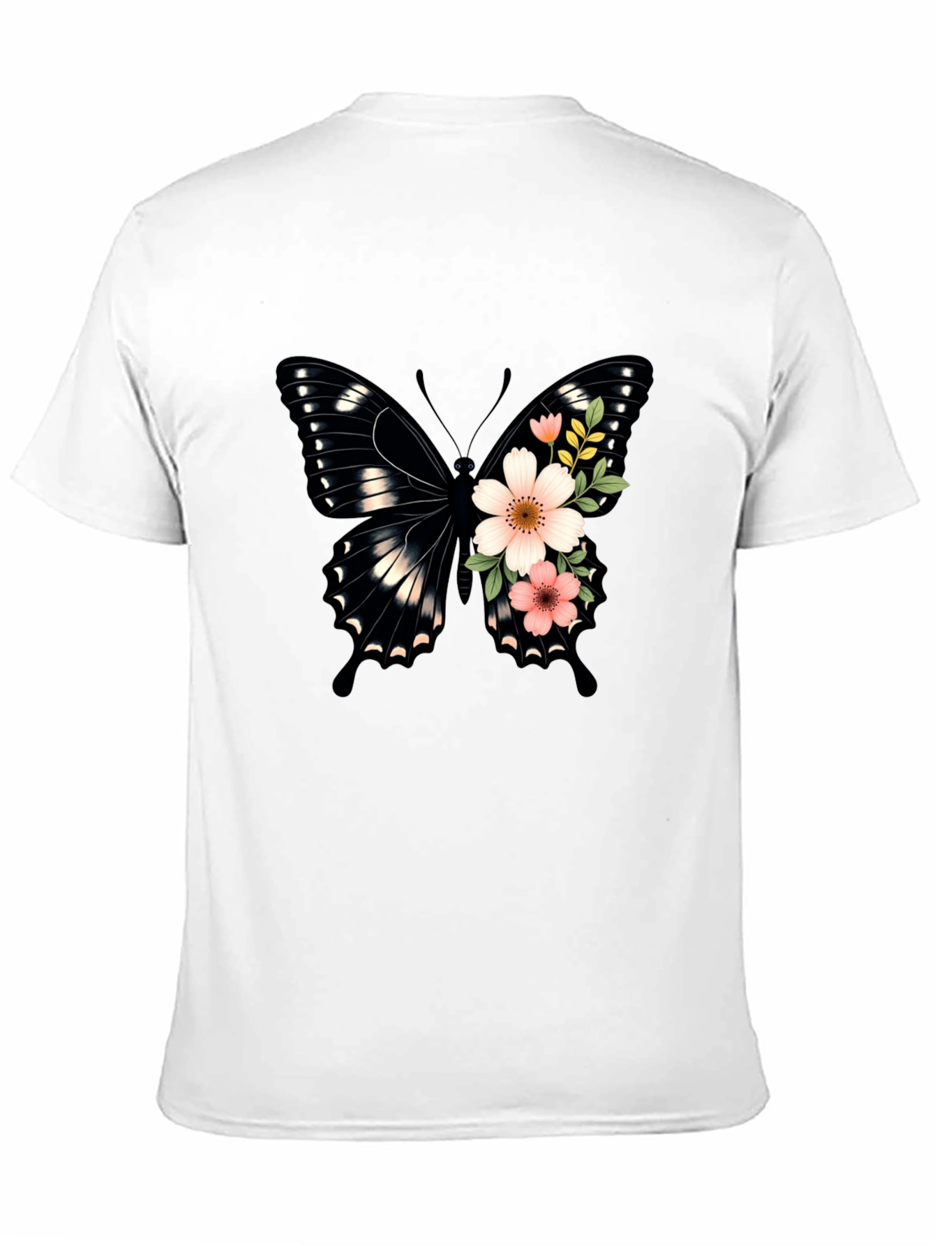 Butterfly Floral Graphic Tee - Black