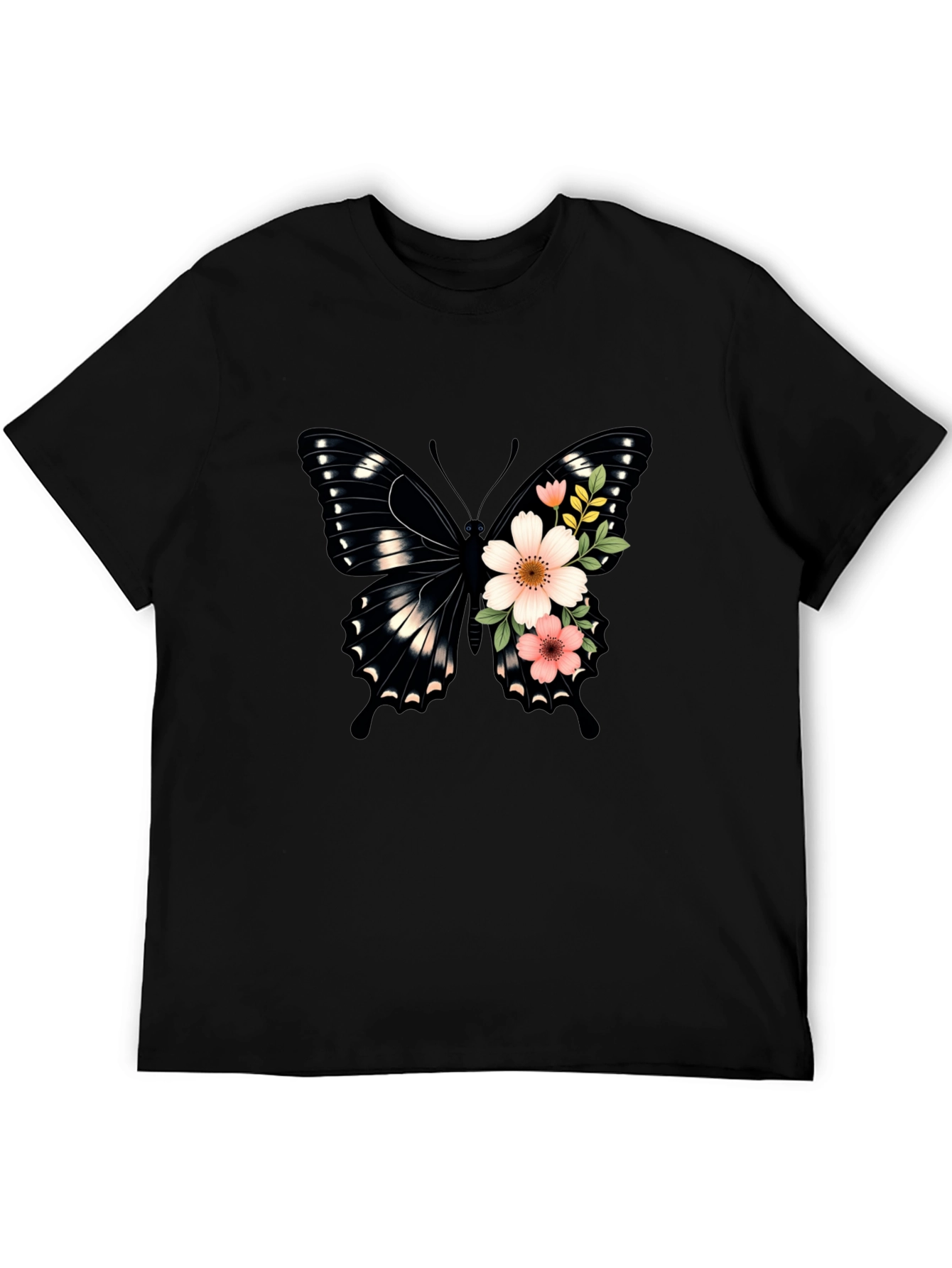 Butterfly Floral Graphic Tee - Black