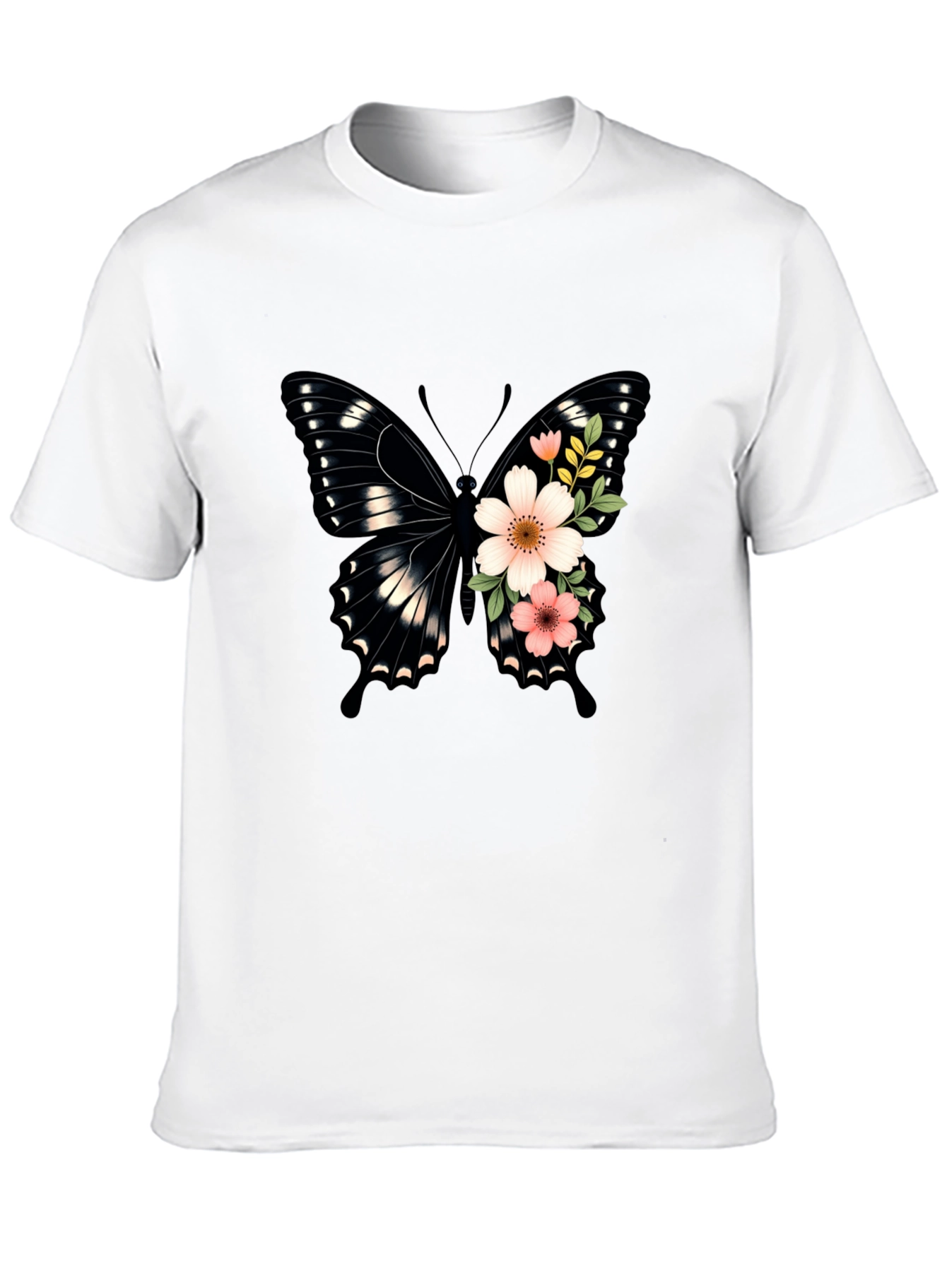 Butterfly Floral Graphic Tee - Black