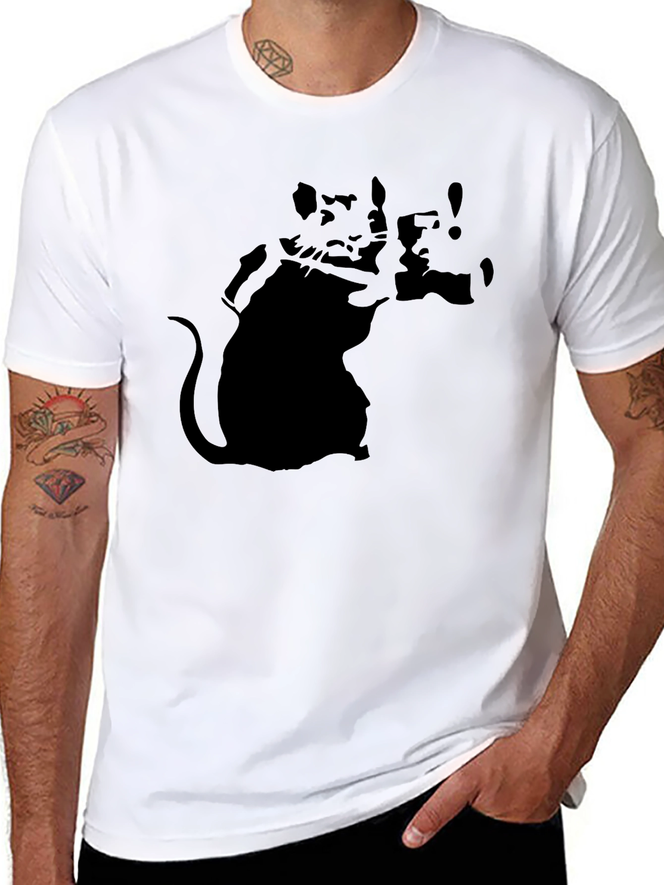 Banksy Rat Graphic Black T-Shirt