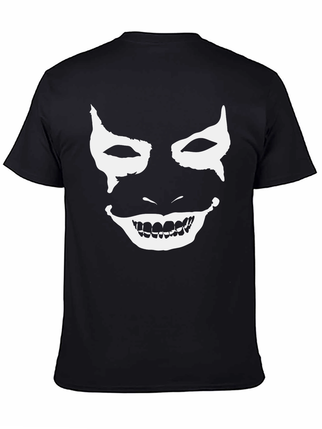 Creepy White Face Graphic Black T-Shirt