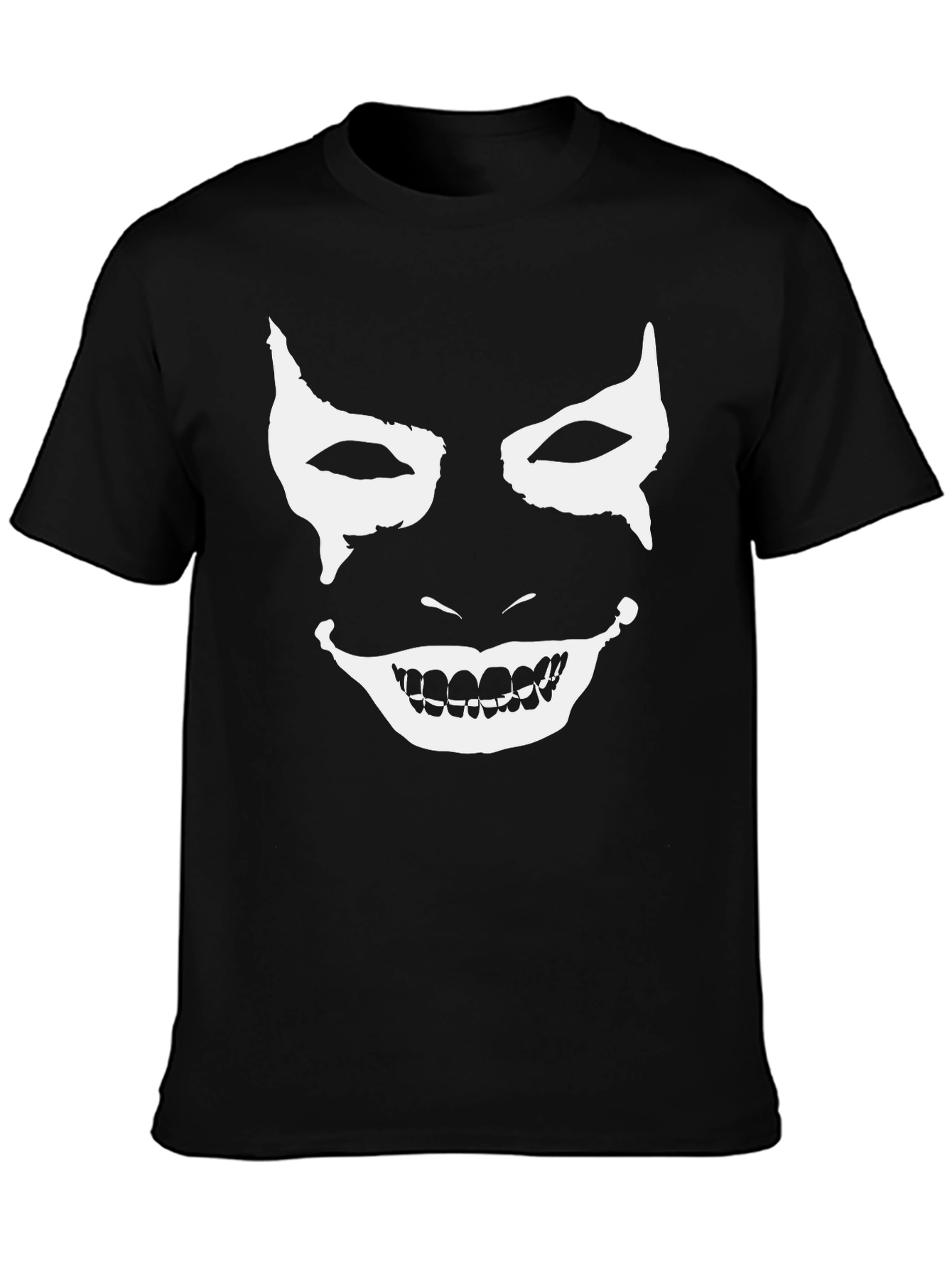 Creepy White Face Graphic Black T-Shirt