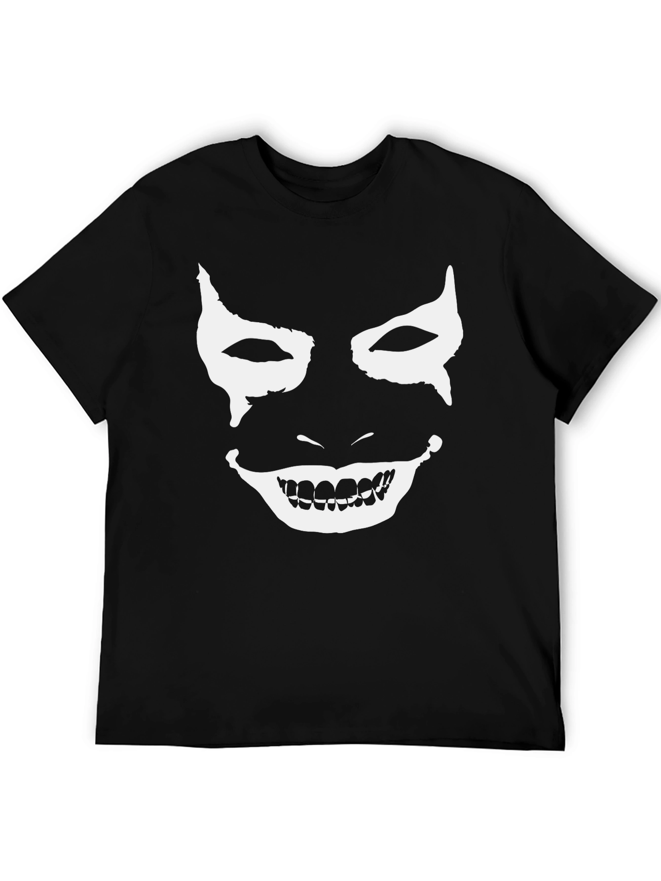 Creepy White Face Graphic Black T-Shirt