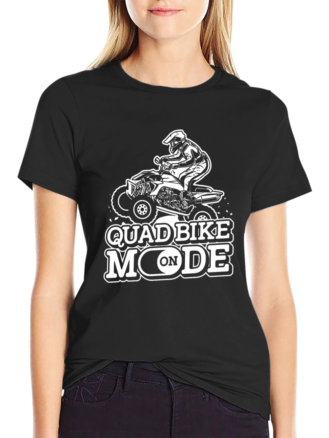Quad Bike Mode On Black T-Shirt
