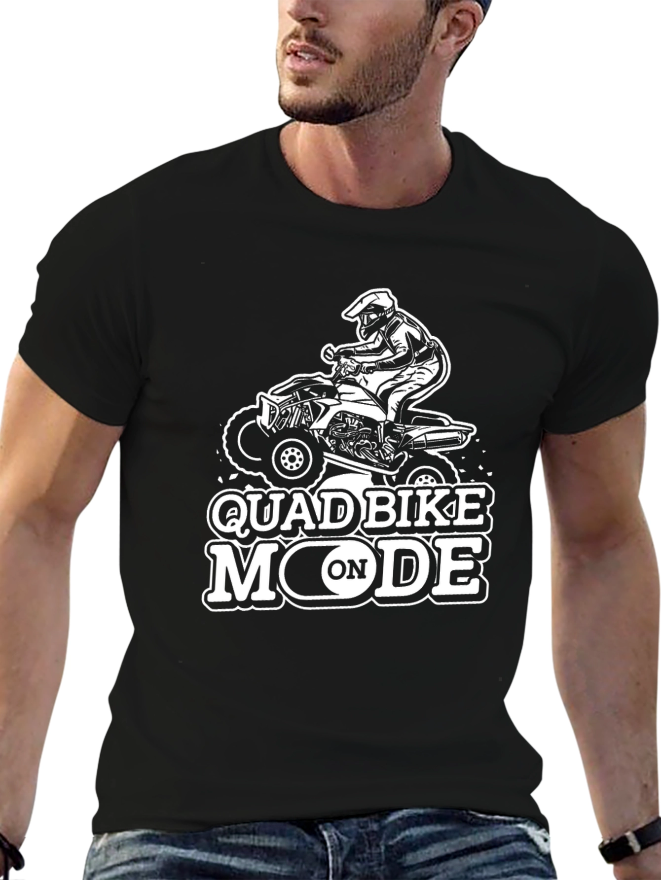 Quad Bike Mode On Black T-Shirt