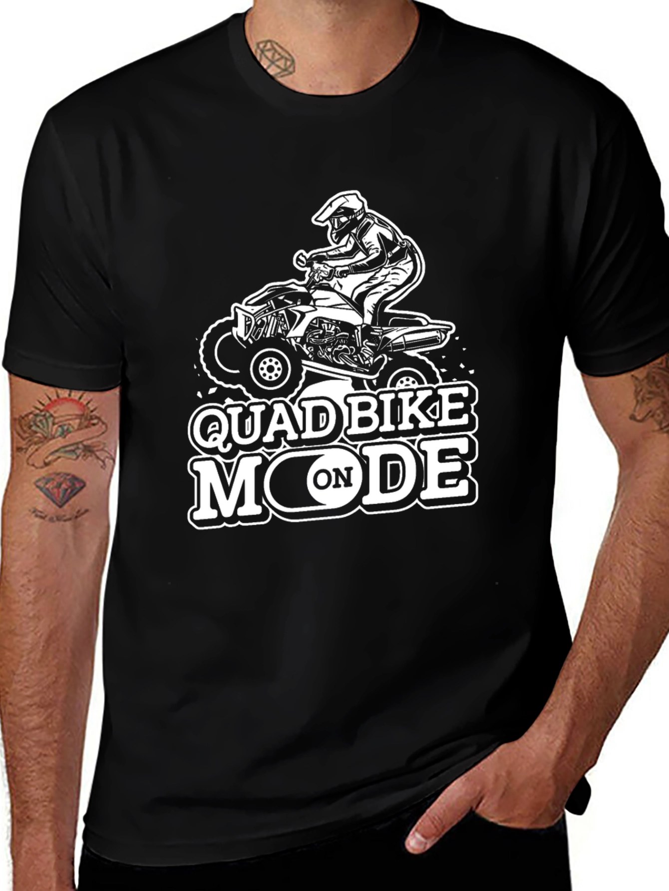 Quad Bike Mode On Black T-Shirt