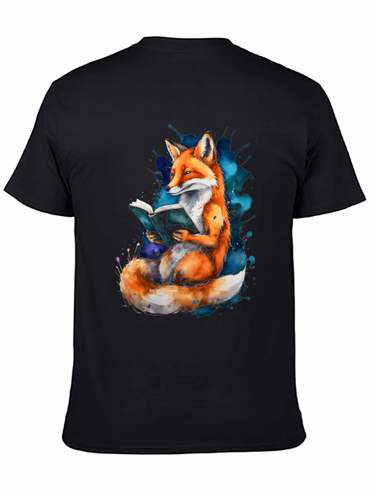 Fox Reading Book Watercolor T-Shirt