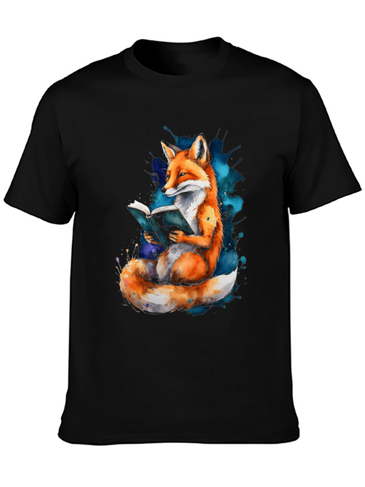 Fox Reading Book Watercolor T-Shirt